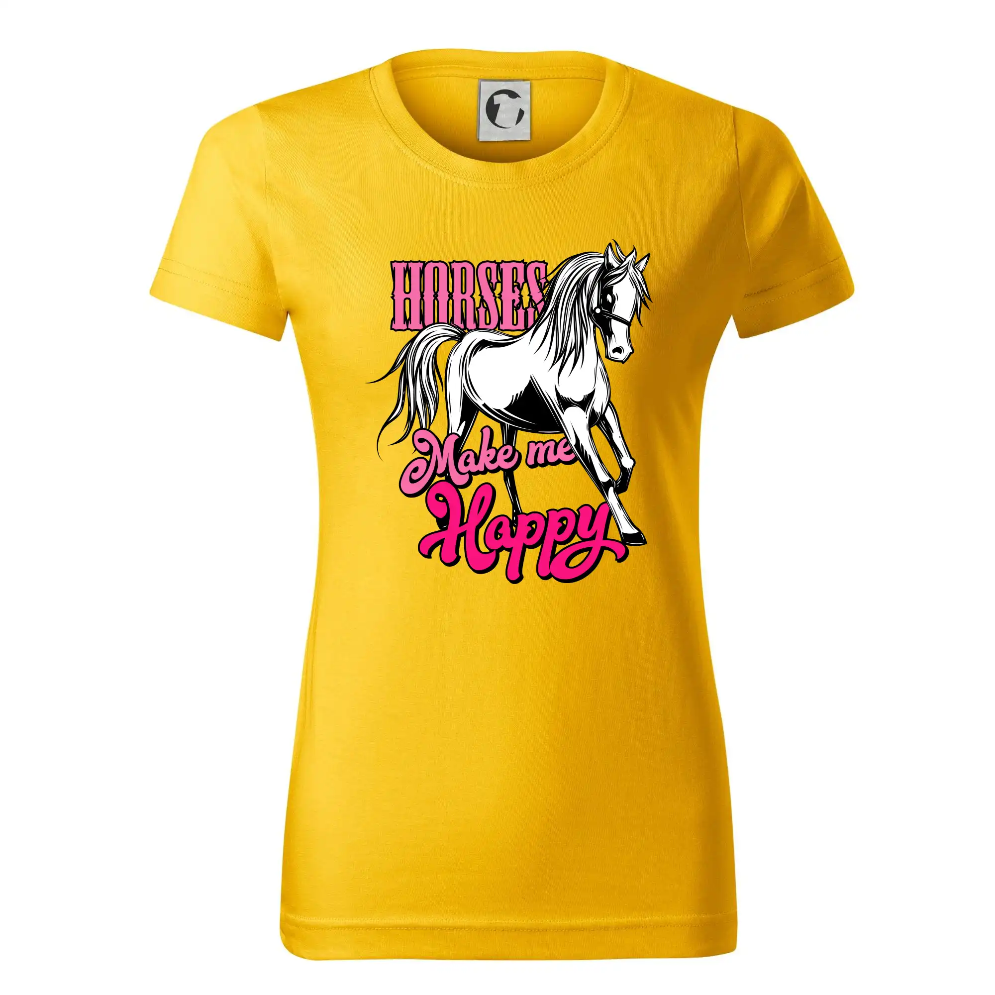 Tričká s koňmi - Horses Make me Happy - Dámske tričko basic - ľahko voľnejšie a dlhšie