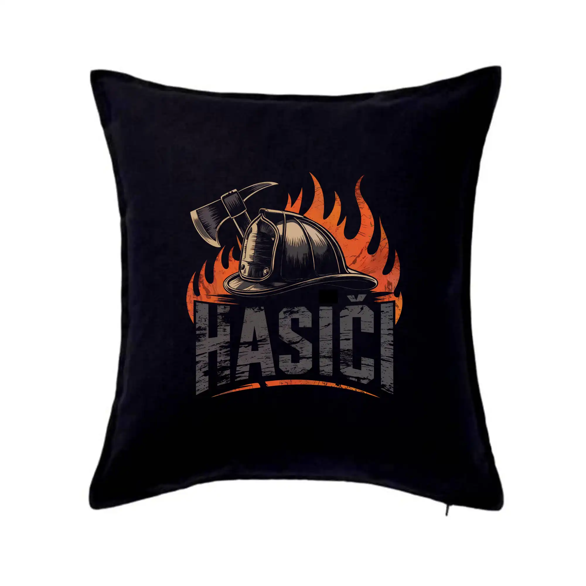 Originálne tričká pre hasičov - Nápis Hasiči, helma a oheň - Vankúš 50x50