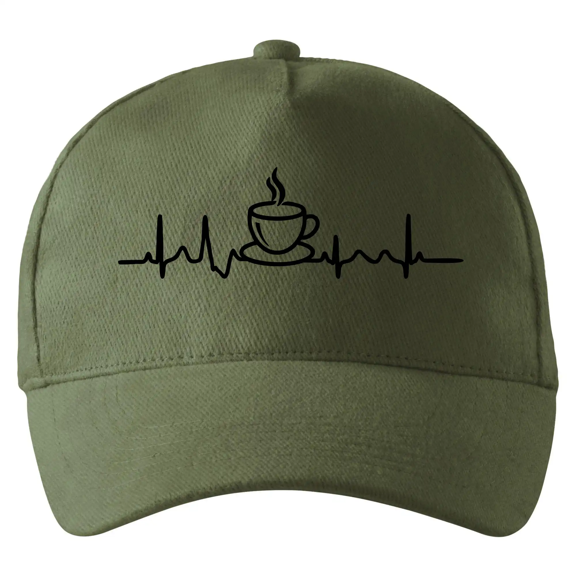 Motívy pre baristu a milovníkov kávy - EKG hrnček kávy - Šiltovka so zahnutým šiltom a mosaznou sponou