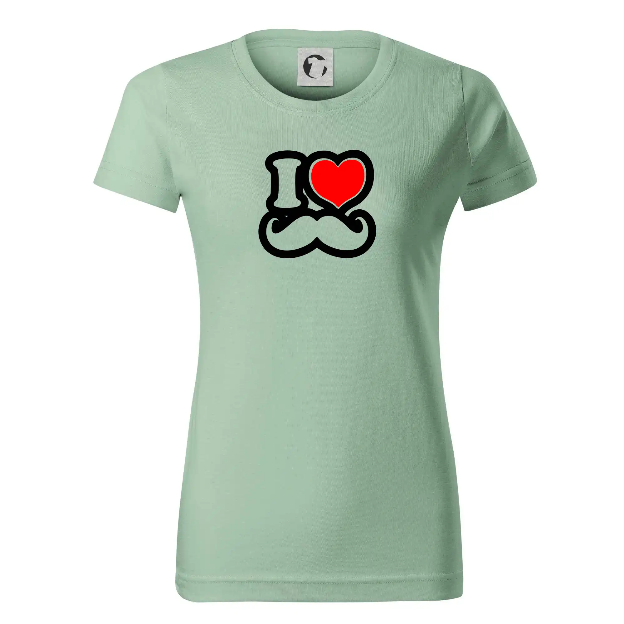 Tričká s fúzikmi - i love mustache - obrys - Dámske tričko basic - ľahko voľnejšie a dlhšie