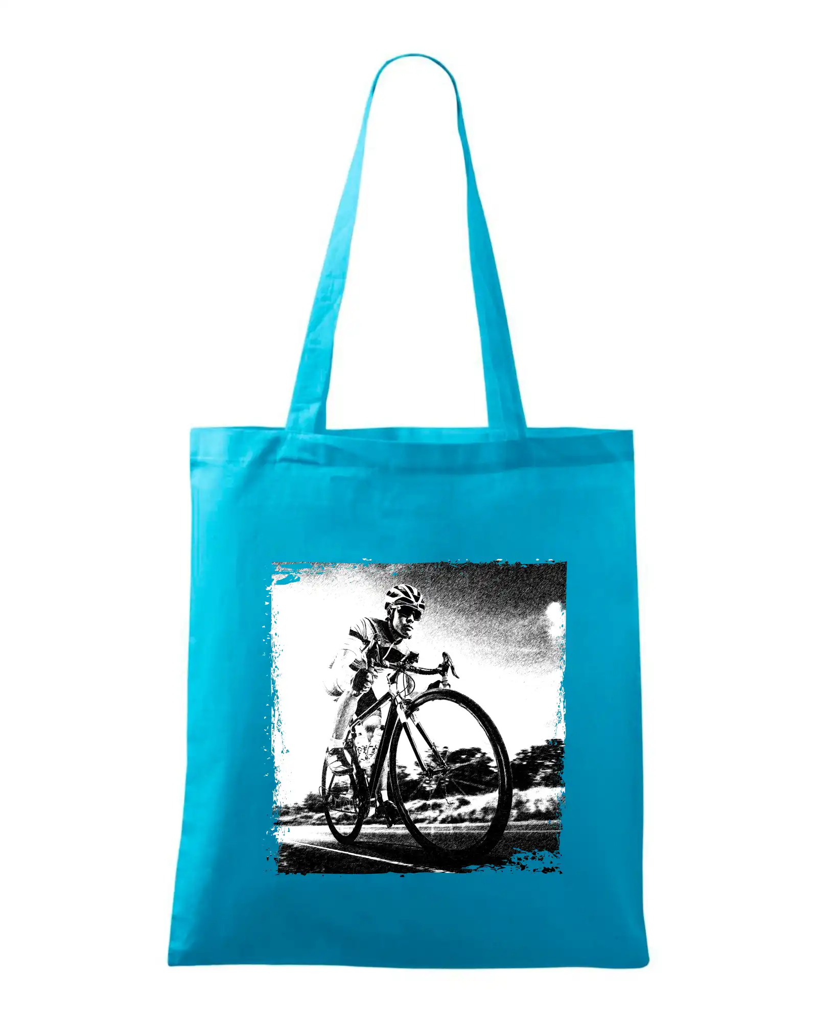 Tričko ako darček pre cyklistu - Cyklista čiernobiela cesta - Taška bavlnená