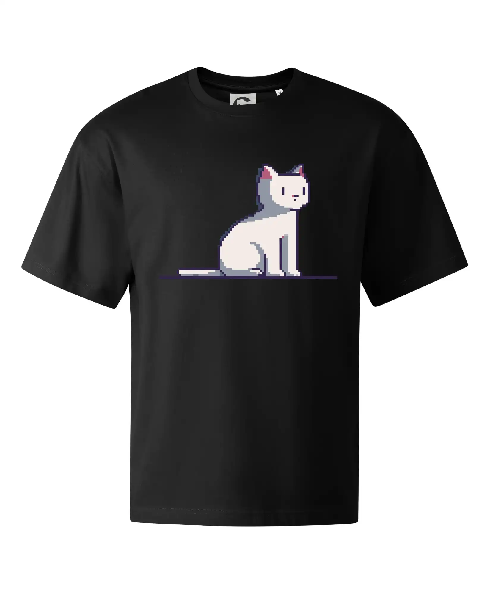 Vtipná tričká s mačkou - Mačka biela pixel - Stage unisex - OVERSIZE