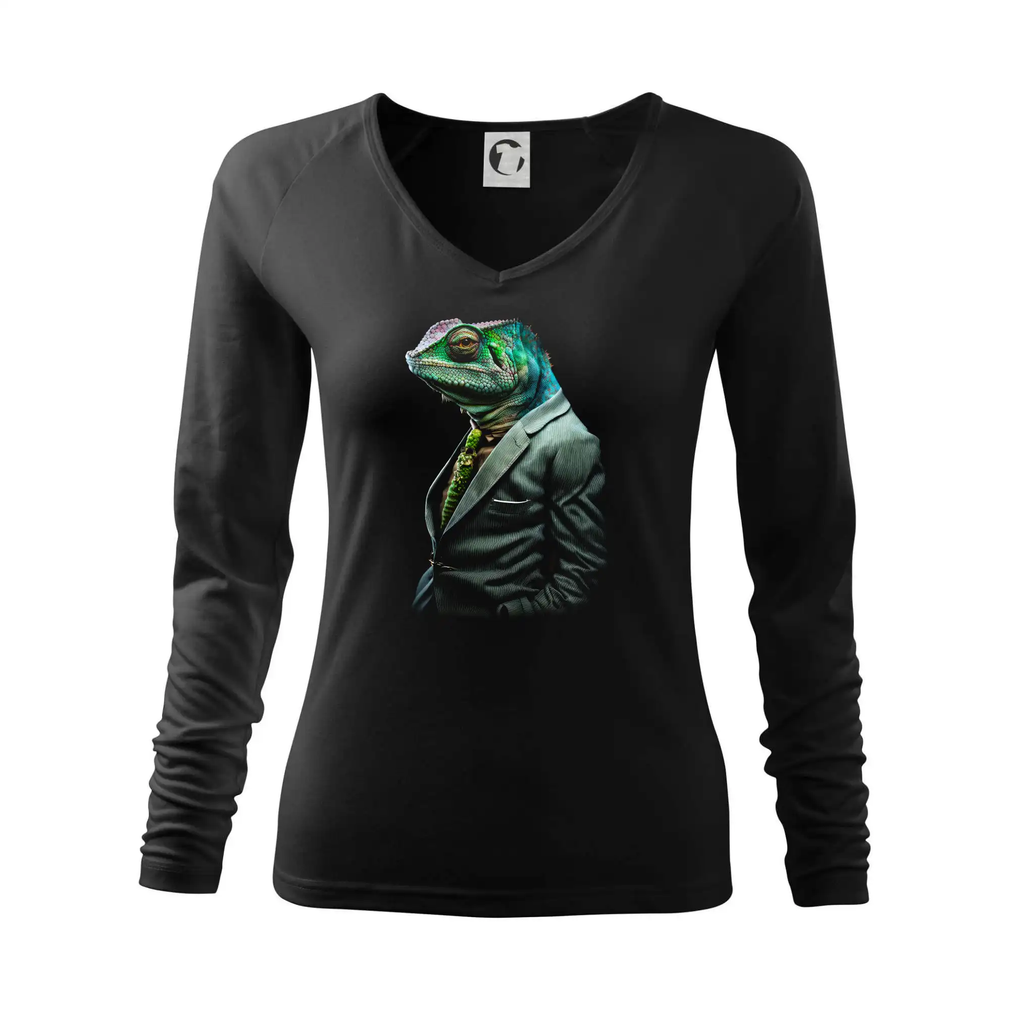 Tričká so zvieratami - Chameleon v obleku - Tričko dámske Elegance
