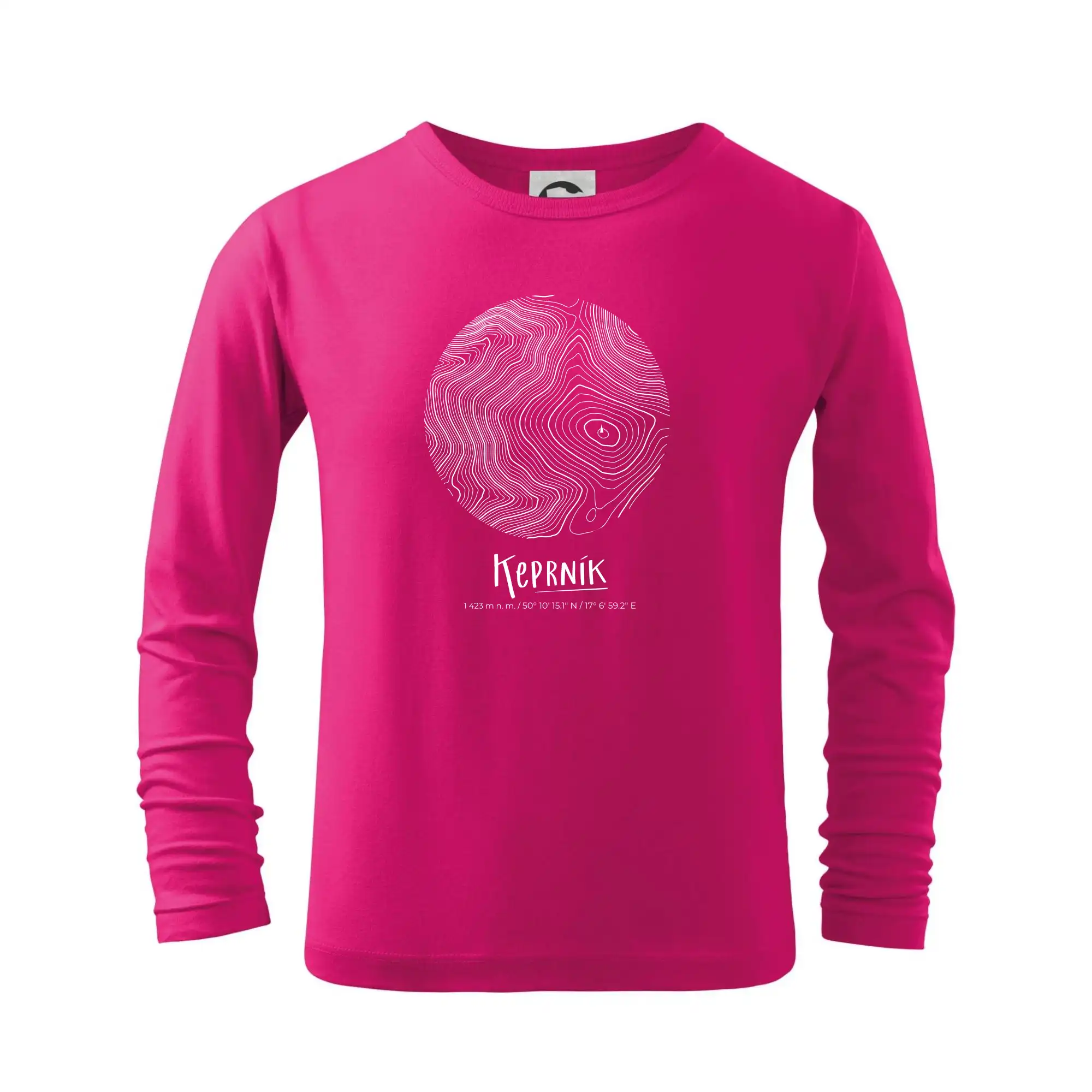 Tričká s vrstevnicami – originálne horské motívy - Keprník - vrstevnice v kruhu - Tričko detské Long Sleeve