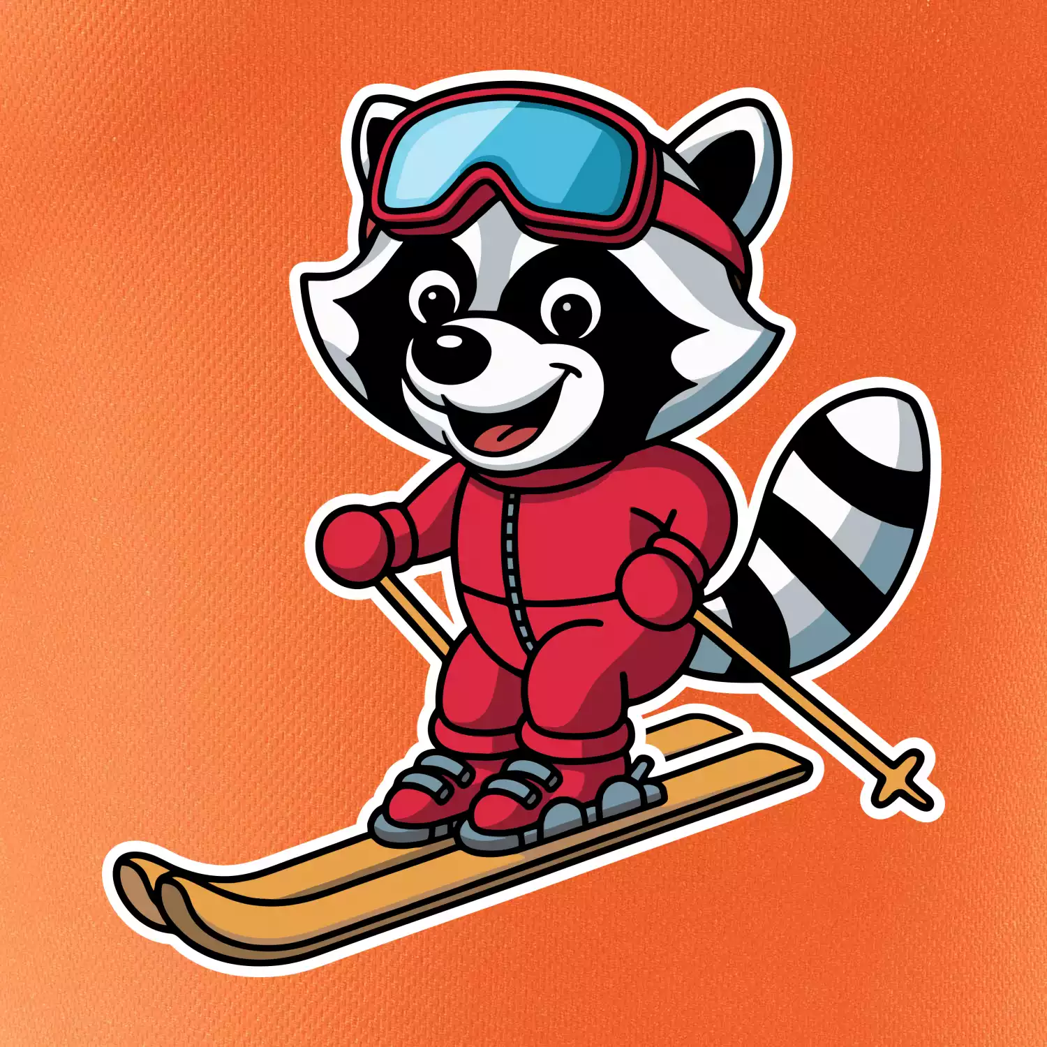 Mýval na lyžích - kreslený