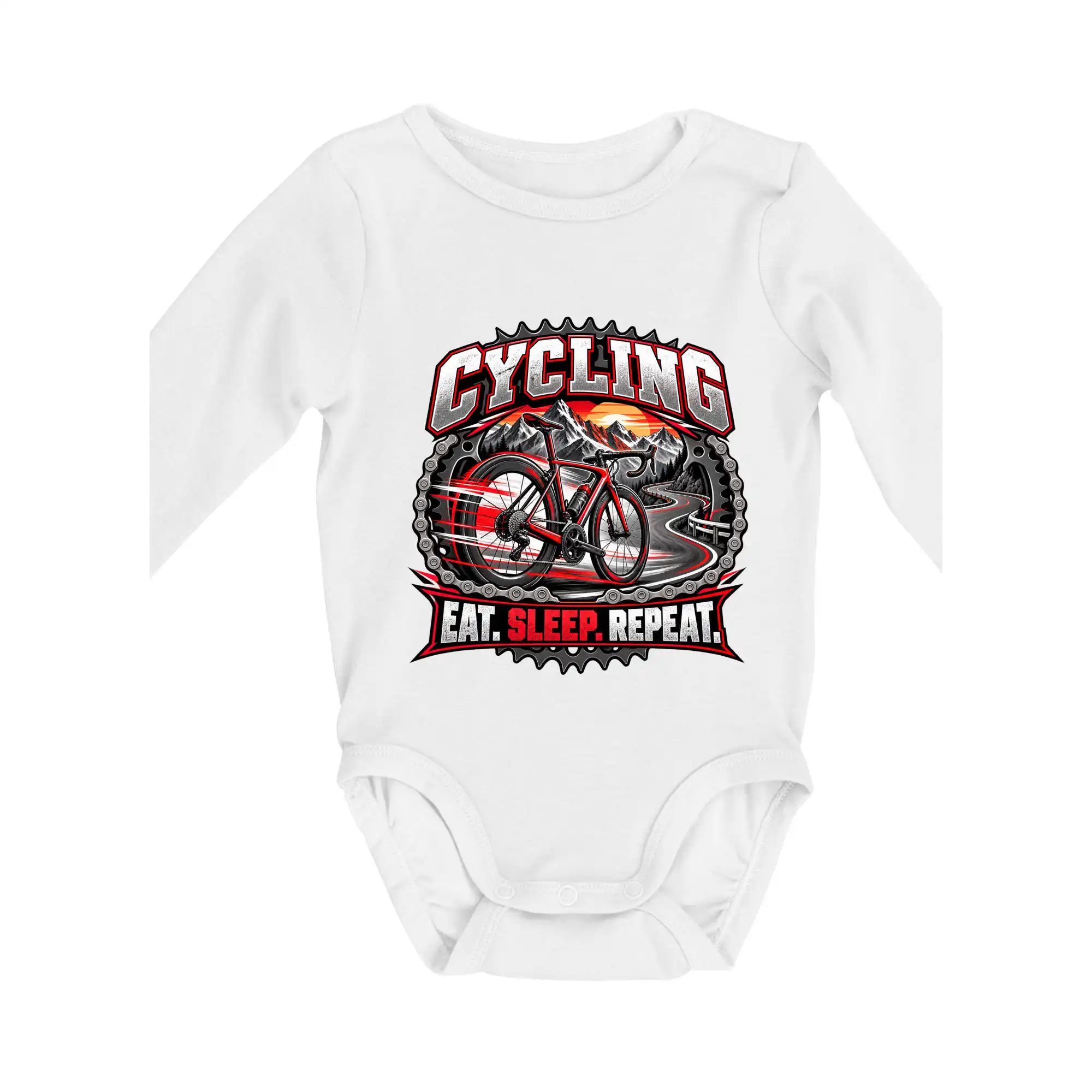 Cyklistické kolo mezi horami eat sleep repeat