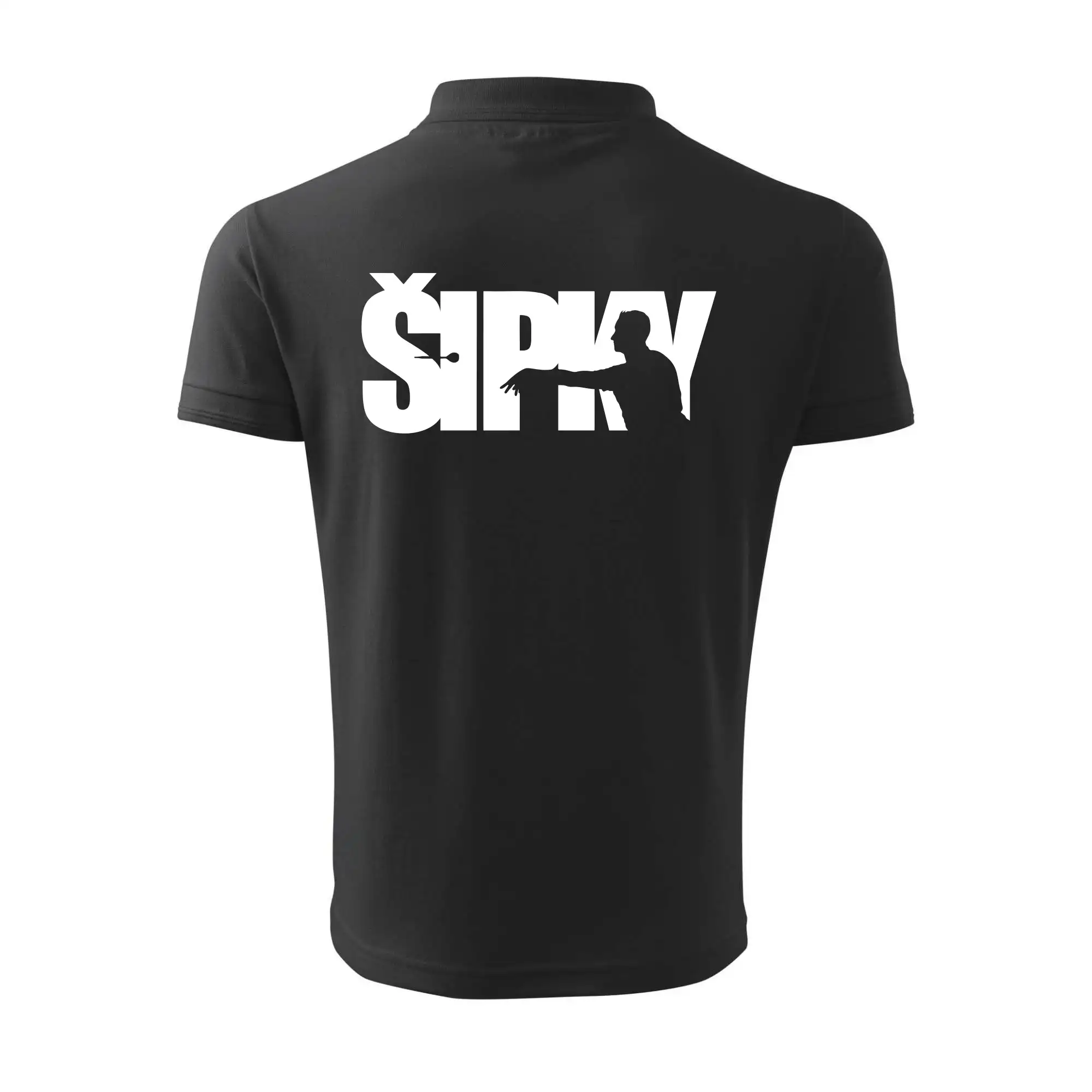 Šipky - nápis se šipkařem