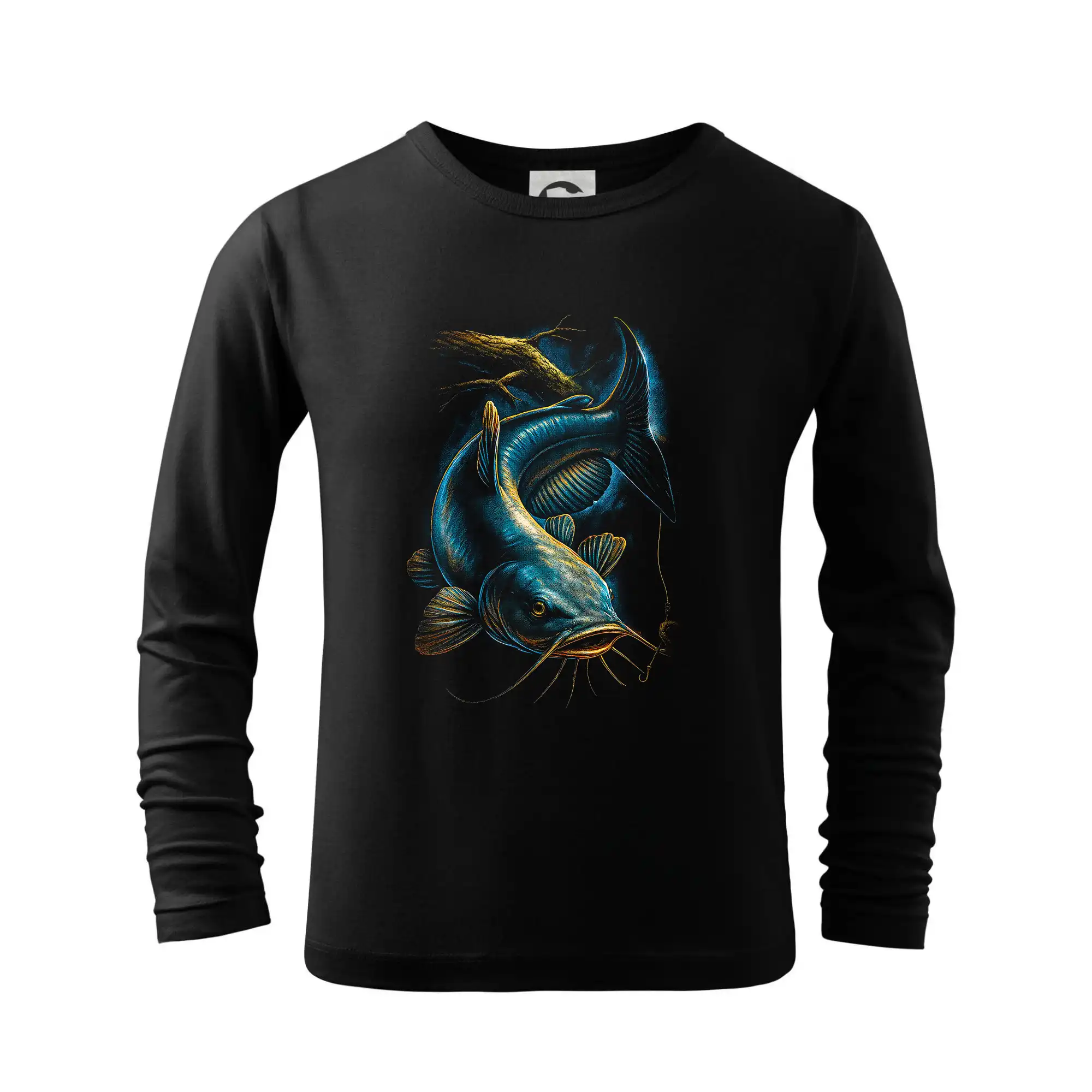 Tričká pre rybárov s potlačou - Obrázok sumec a kus stromu - Tričko detské Long Sleeve