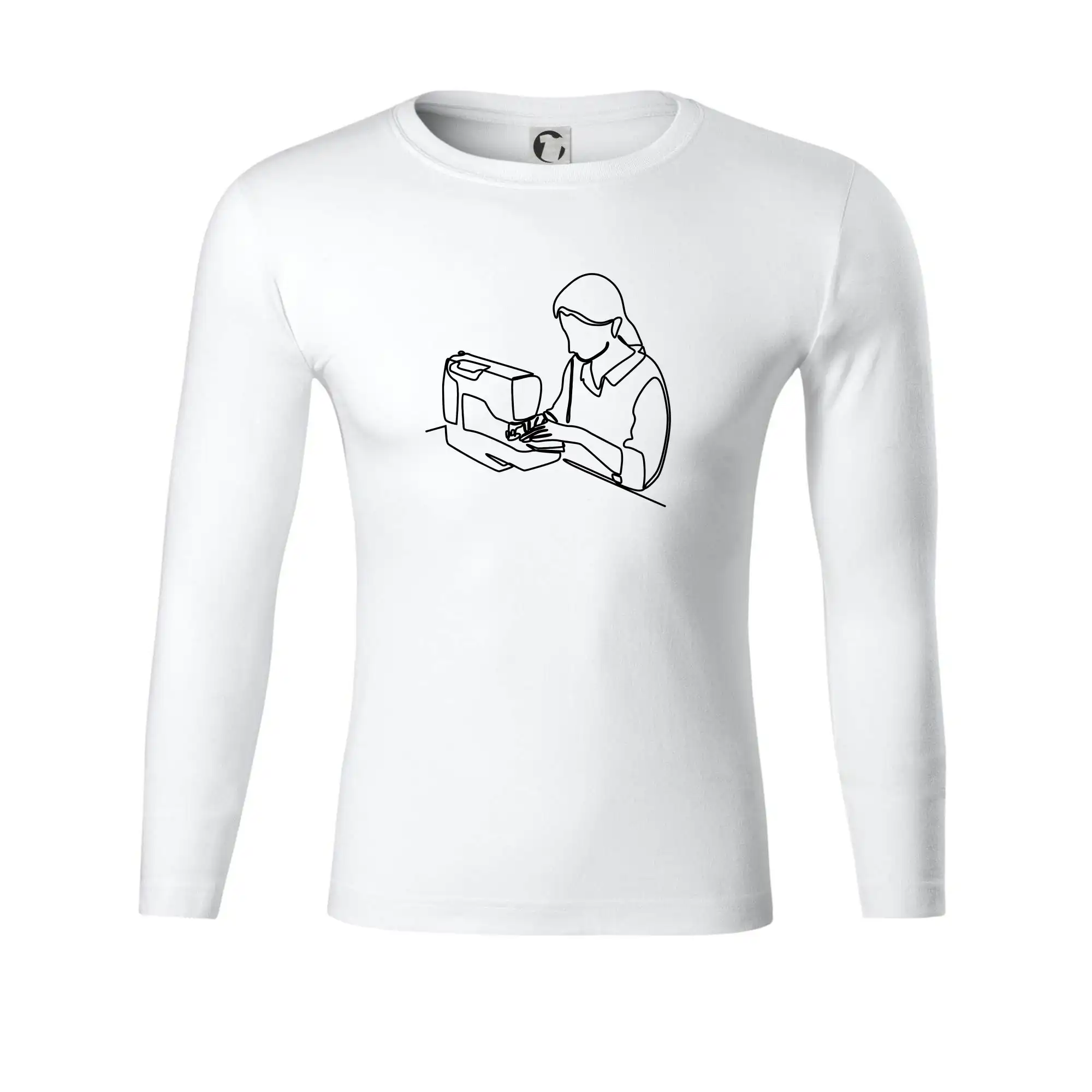 Švadlena a šicí stroj jedním tahem