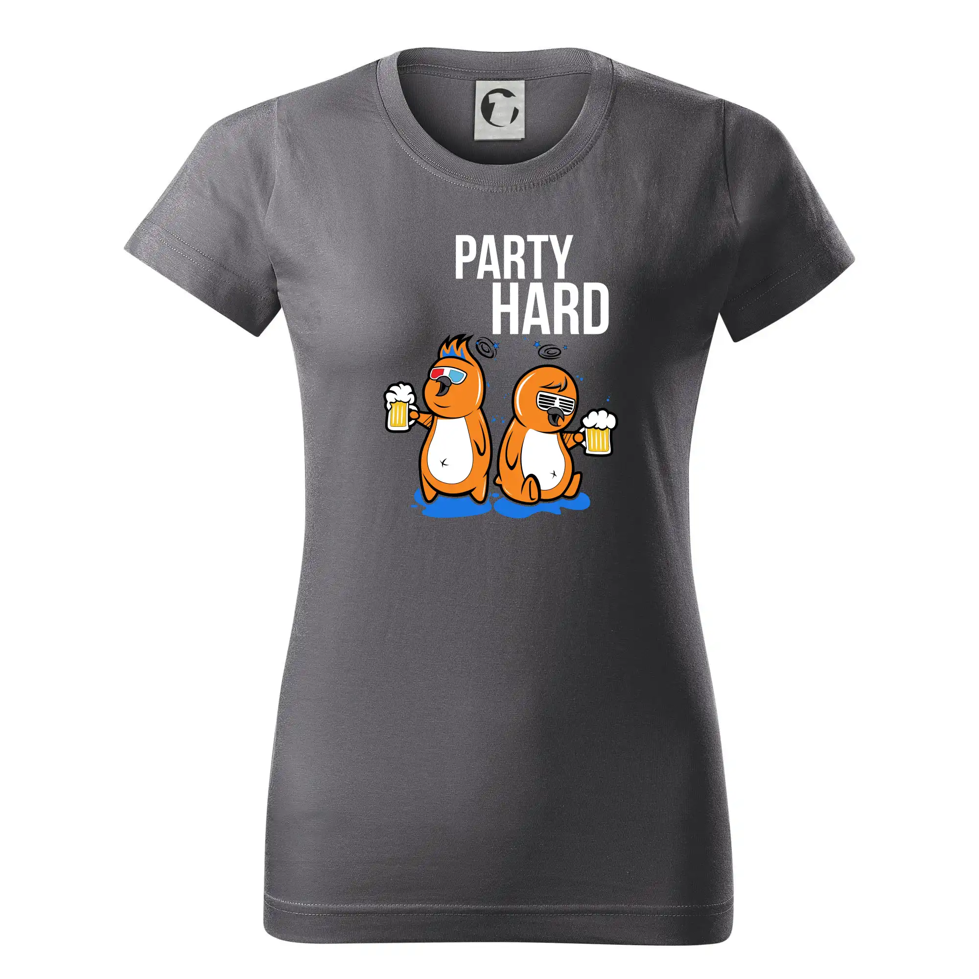 Tričká na párty - Party hard vtáky - Dámske tričko basic - ľahko voľnejšie a dlhšie