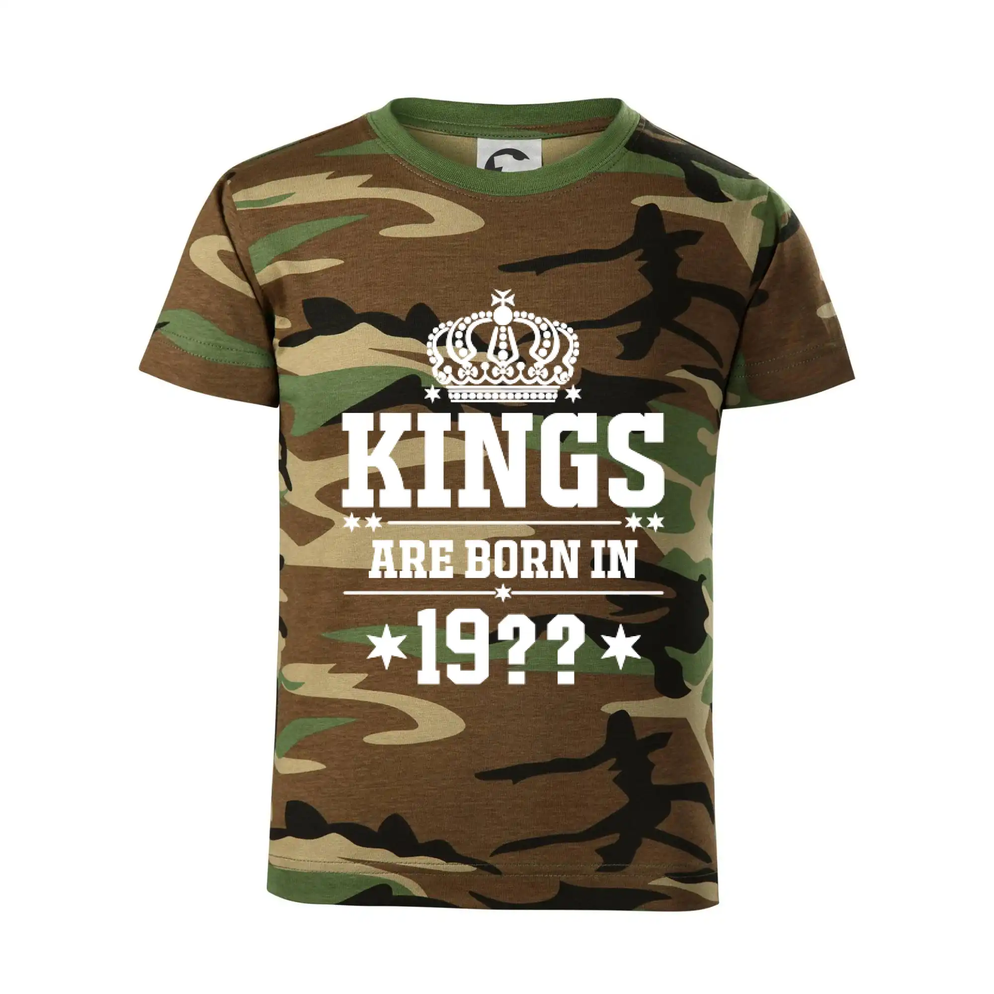 Tričká k narodeninám - Kings are born in vlastný ročník - Detské maskáčové tričko