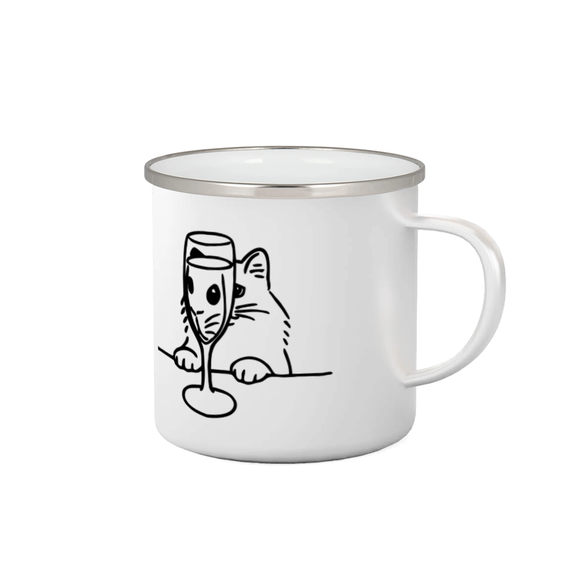 Vtipná tričká s mačkou - Mačka a pohár - Plecháčik