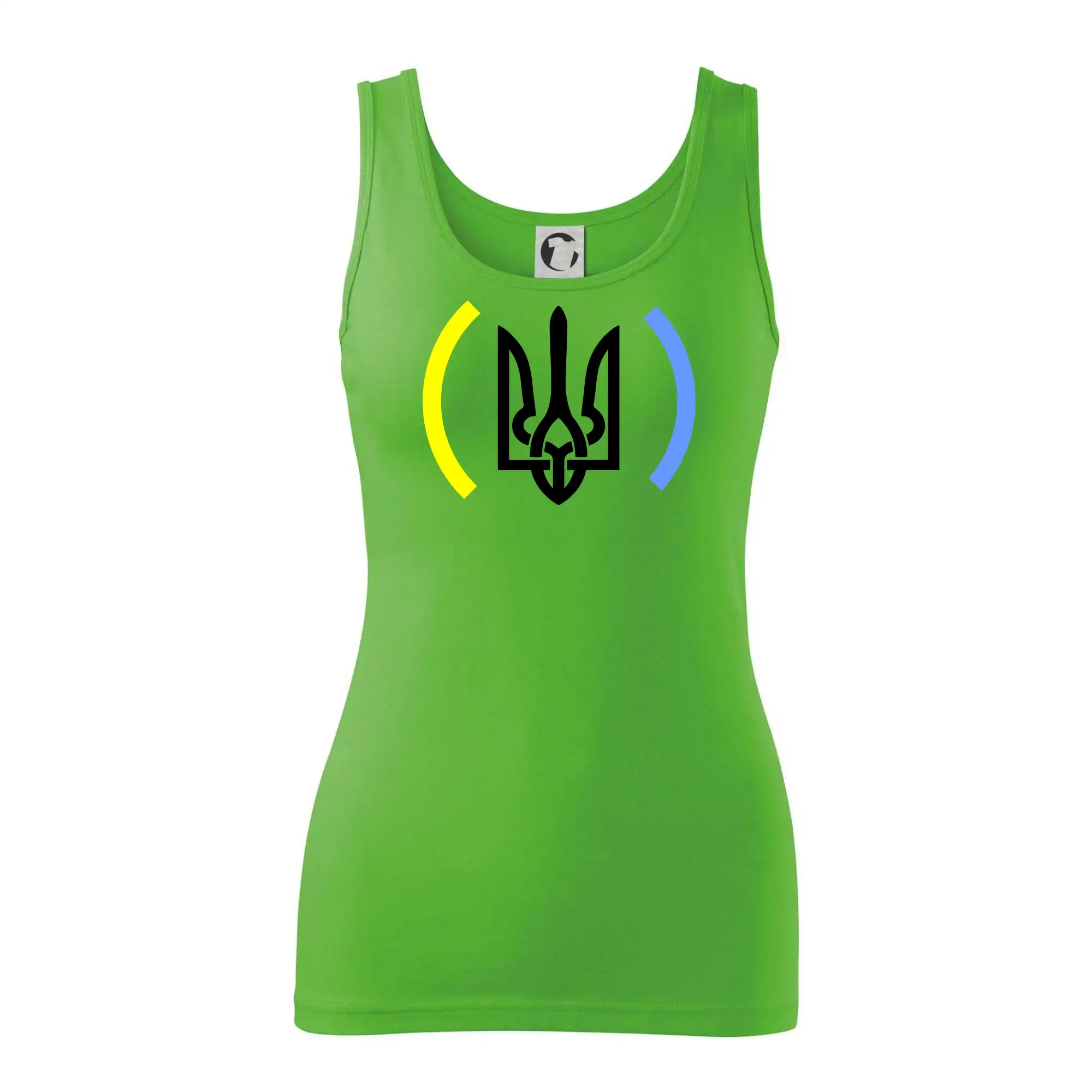 Tričká s vlajkou ukrajiny - Ukrajina trojzubec s farbami - Dámske tielko