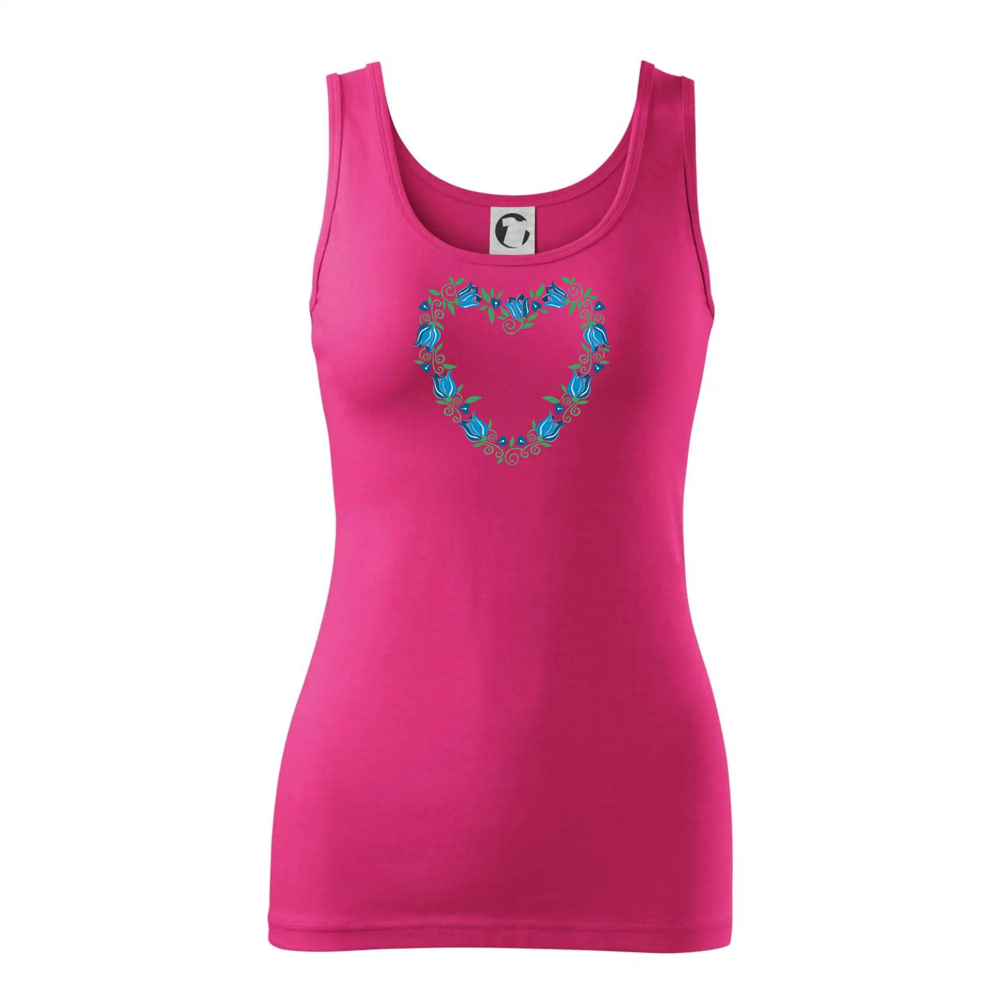 Tričká s kvetinami - Modré tulipánové srdiečko (Pecka design) - Dámske tielko