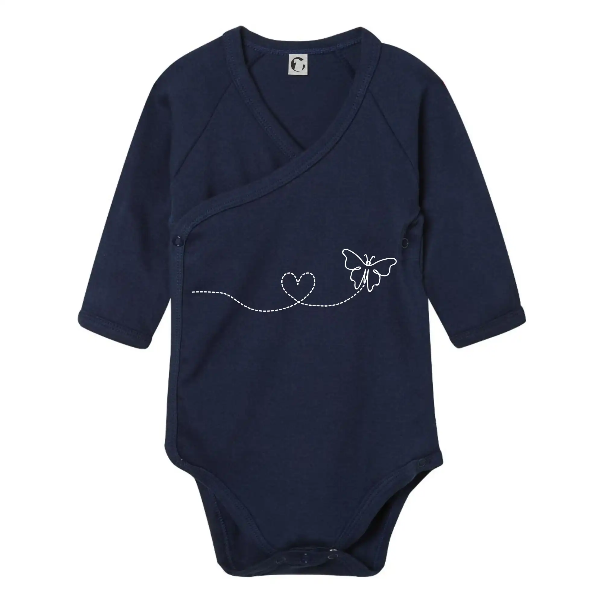 Tričká so zvieratami - Dráha letu motýľa - srdce - Body zavinovacie s dlhým rukávom