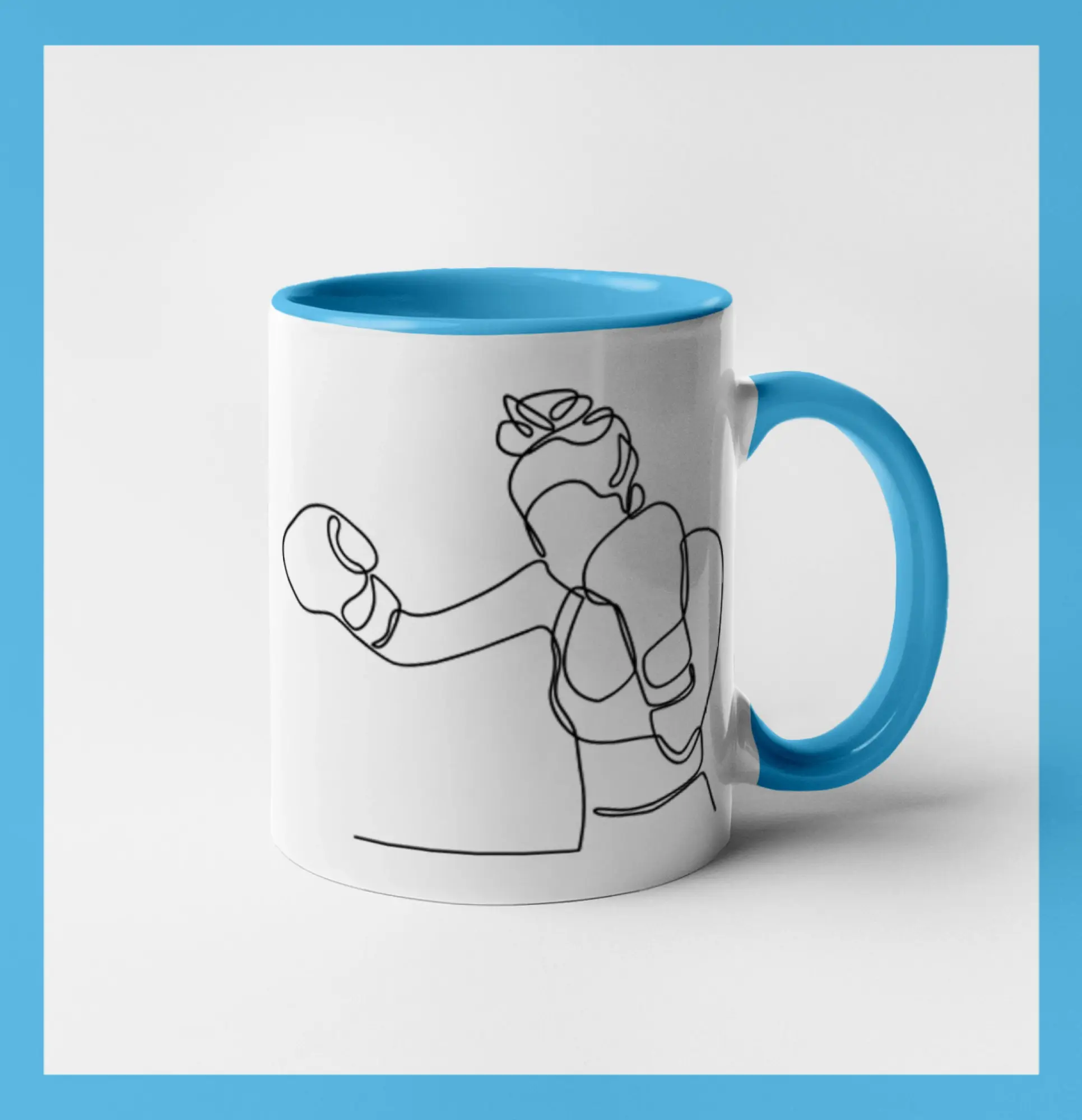 Tričká a mikiny s obrázkami jedným ťahom - Žena boxerka jedným ťahom - Hrnček 