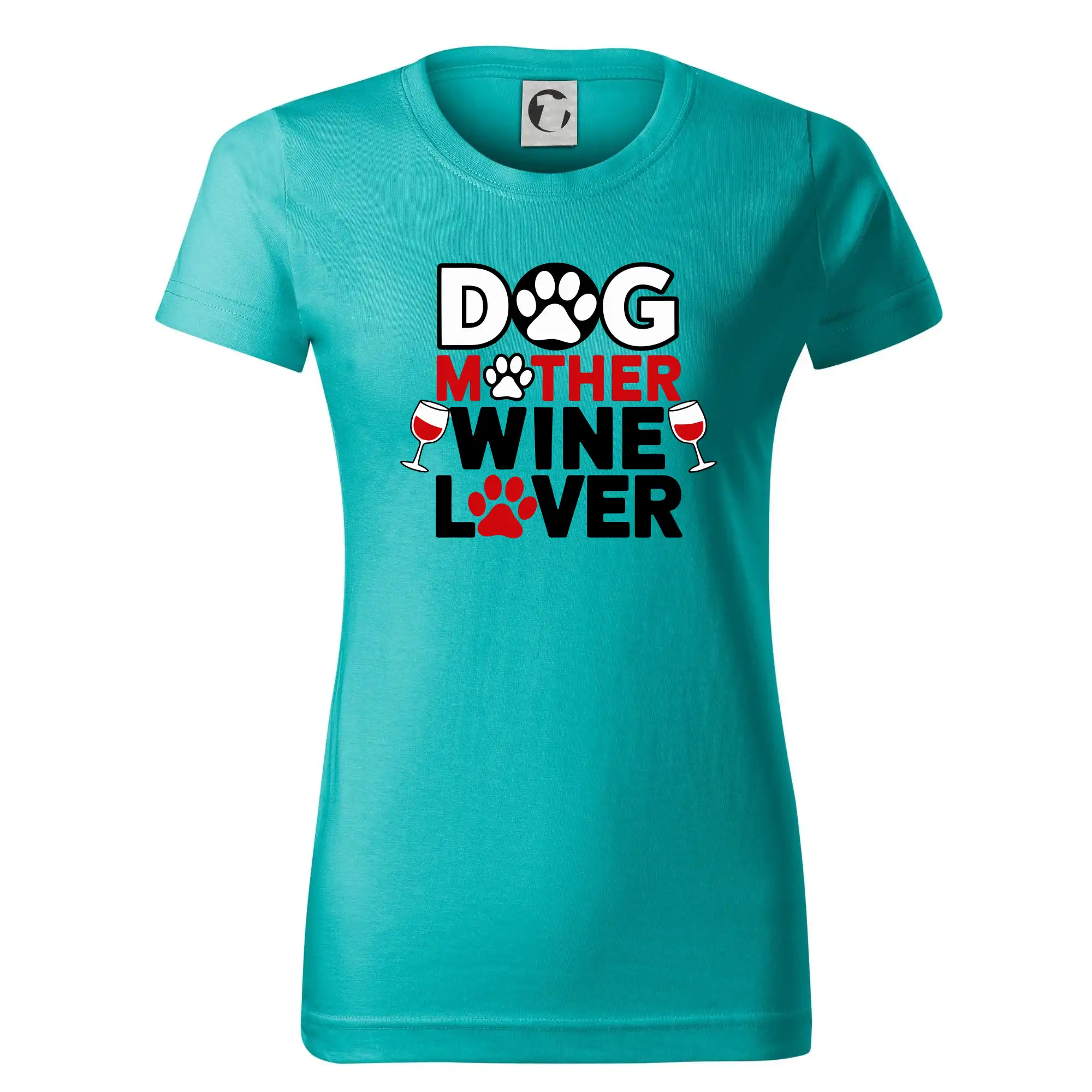 Vtipná tričká s tematikou vína - Dog mother wine lover - Dámske tričko basic - ľahko voľnejšie a dlhšie