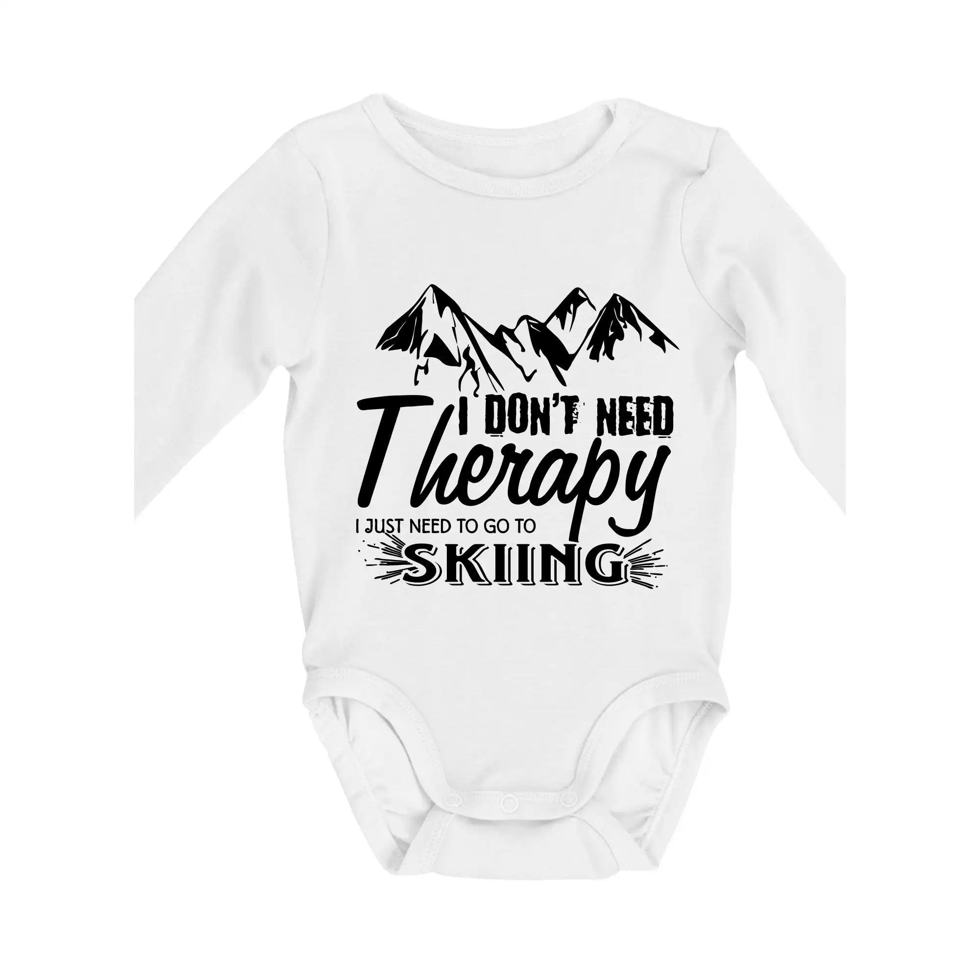 Lyže a Snowboard - I dont need therapy - Skiing - Body dojčenské s dlhým rukávom