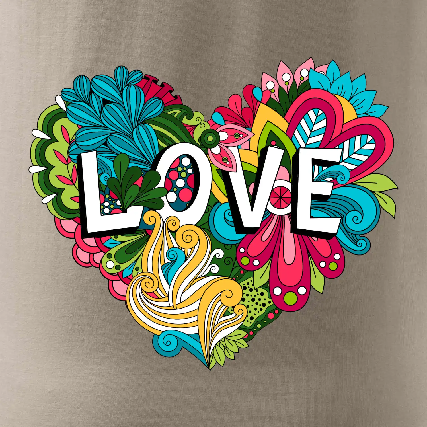 Love nápis květovaný