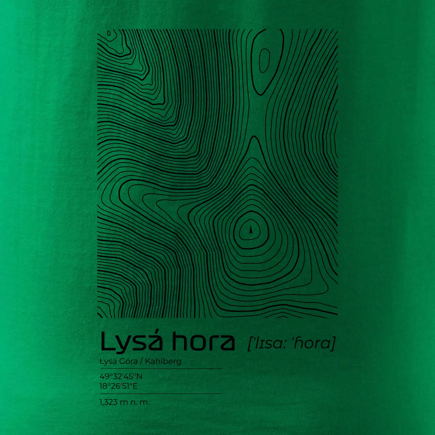 Lysá hora - vrstevnice v obdélníku