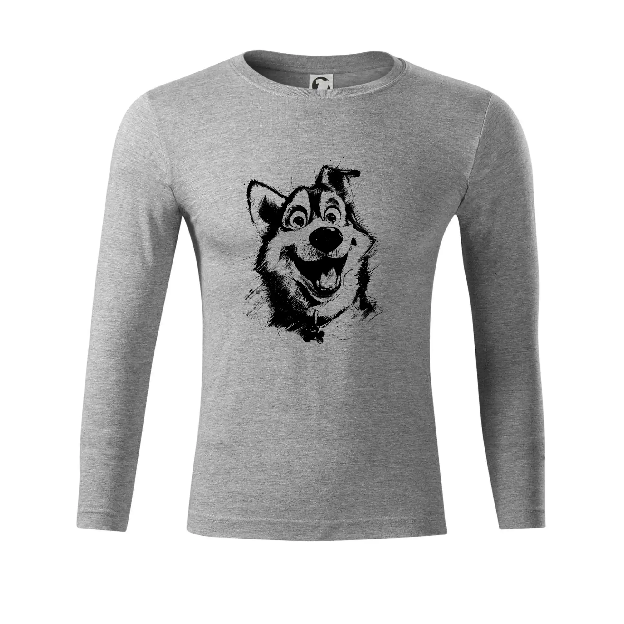 Černobílá karikatura husky