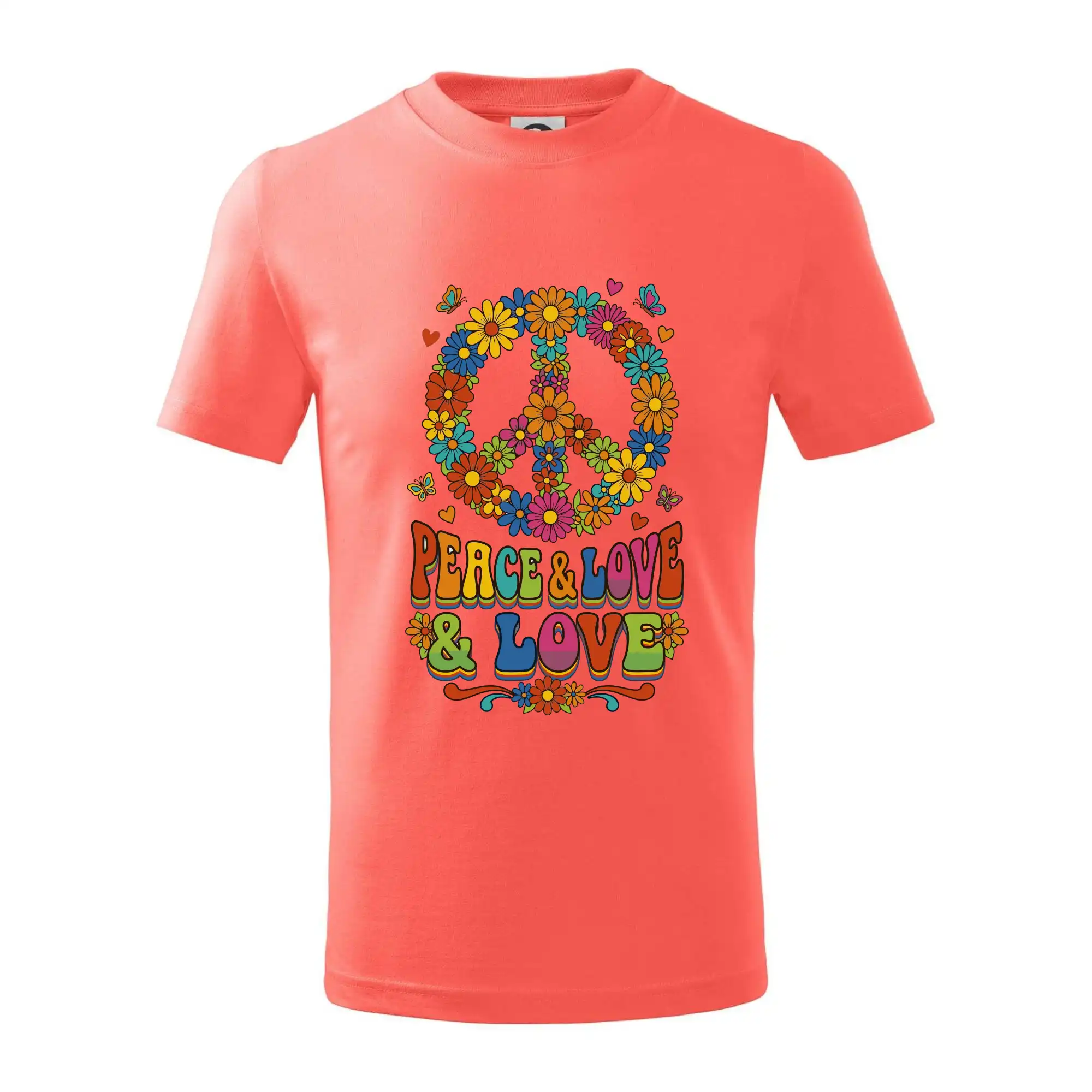 Tričká pre pohodový ľudí - Peace and love - na výšku s květy - Tričko detské bavlnené