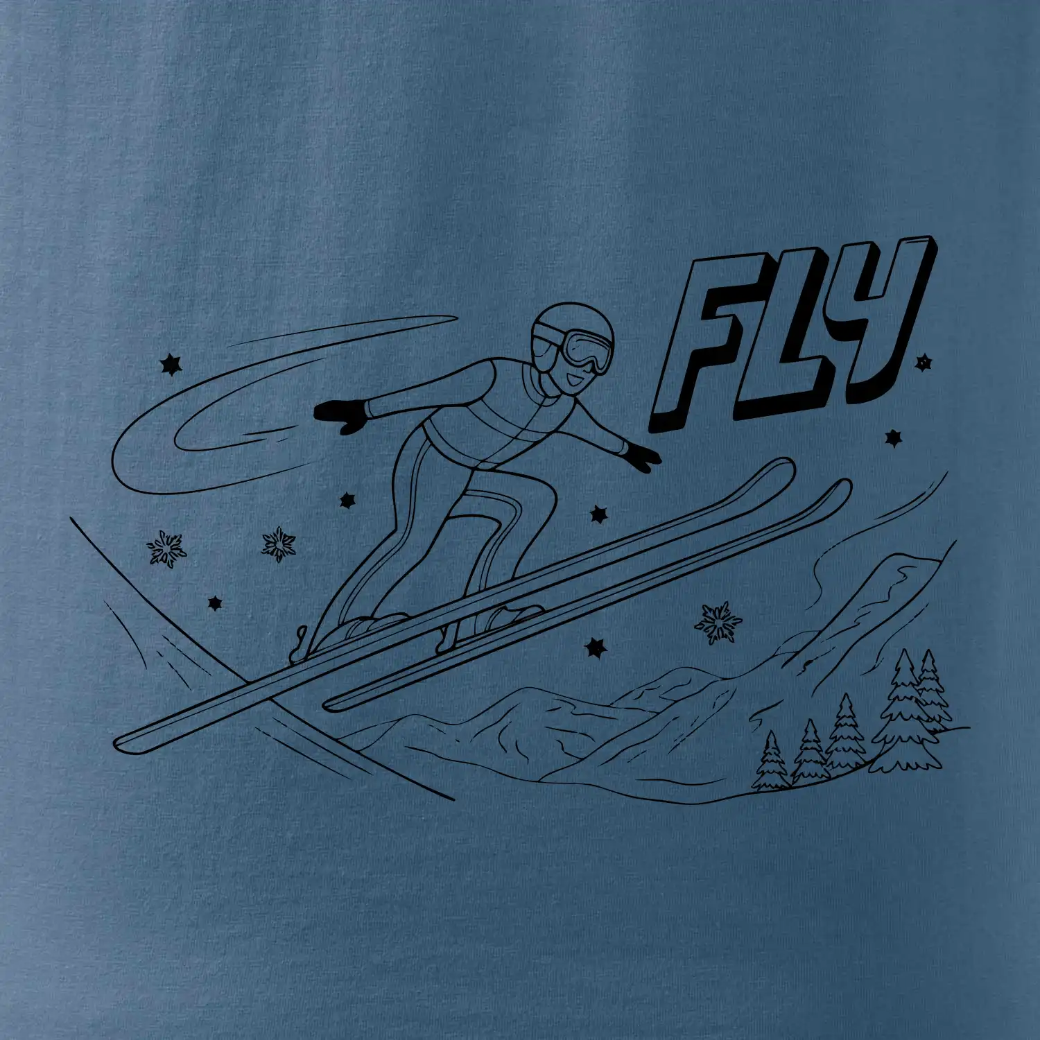 Skokan na lyžích černý obrázek FLY
