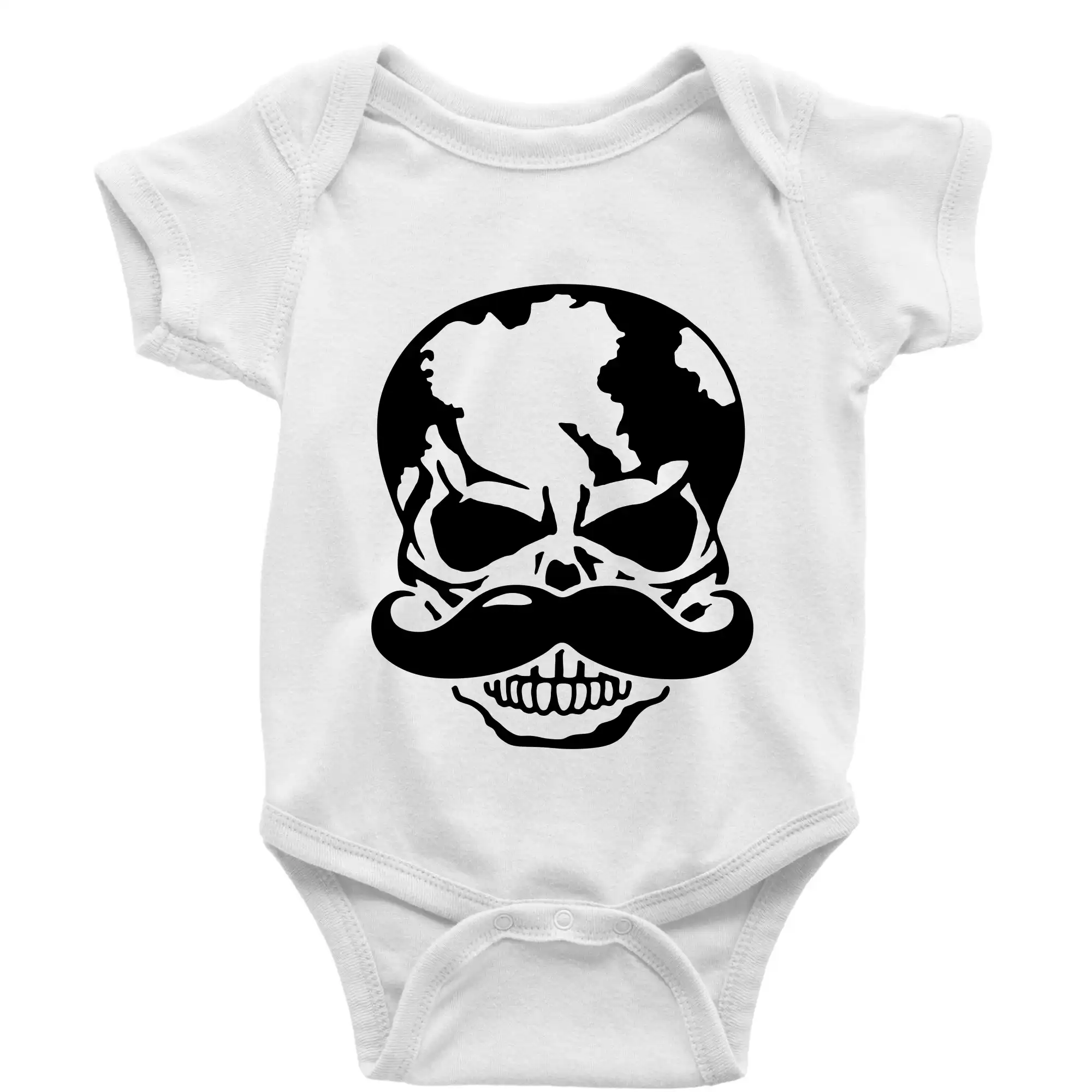 Tričká s fúzikmi - Mustache lebka - Body dojčenské s krátkym rukávom