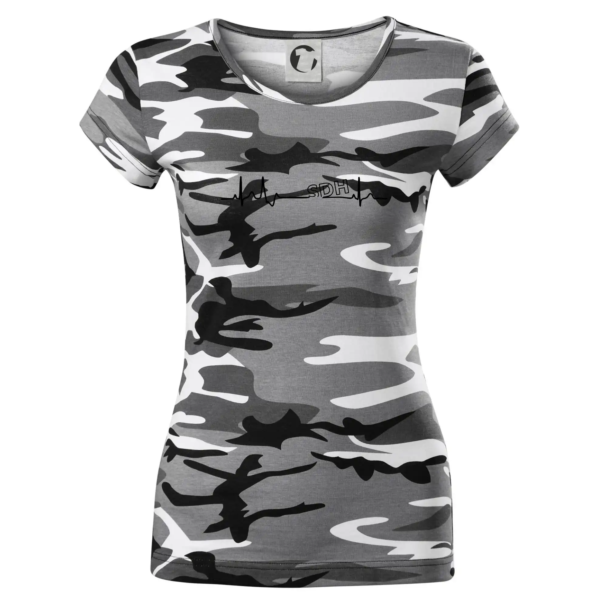 Originálne tričká pre hasičov - SDH EKG - Dámske maskáčové tričko