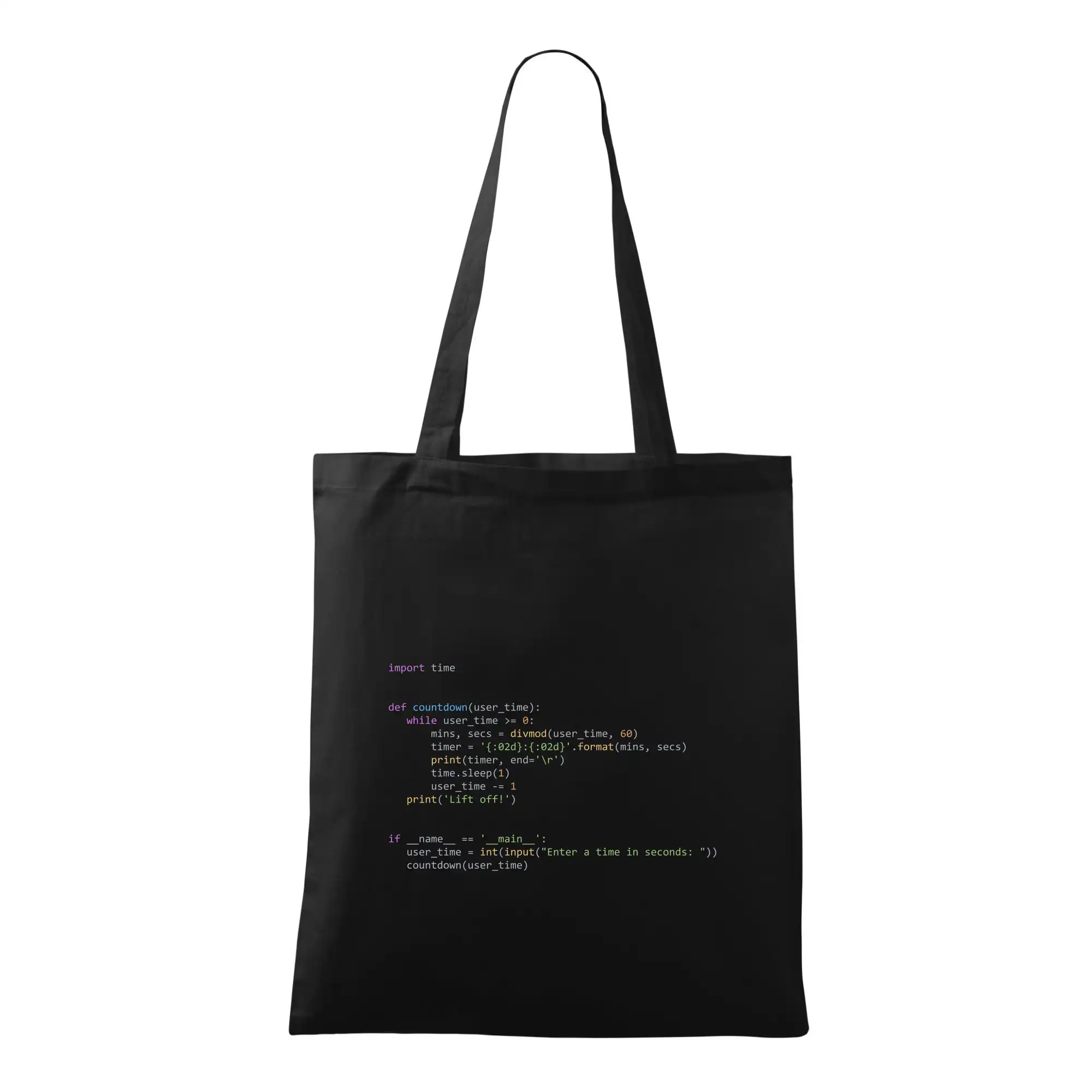 Tričká pre ajťákov - Python Odpočet času - Taška bavlnená