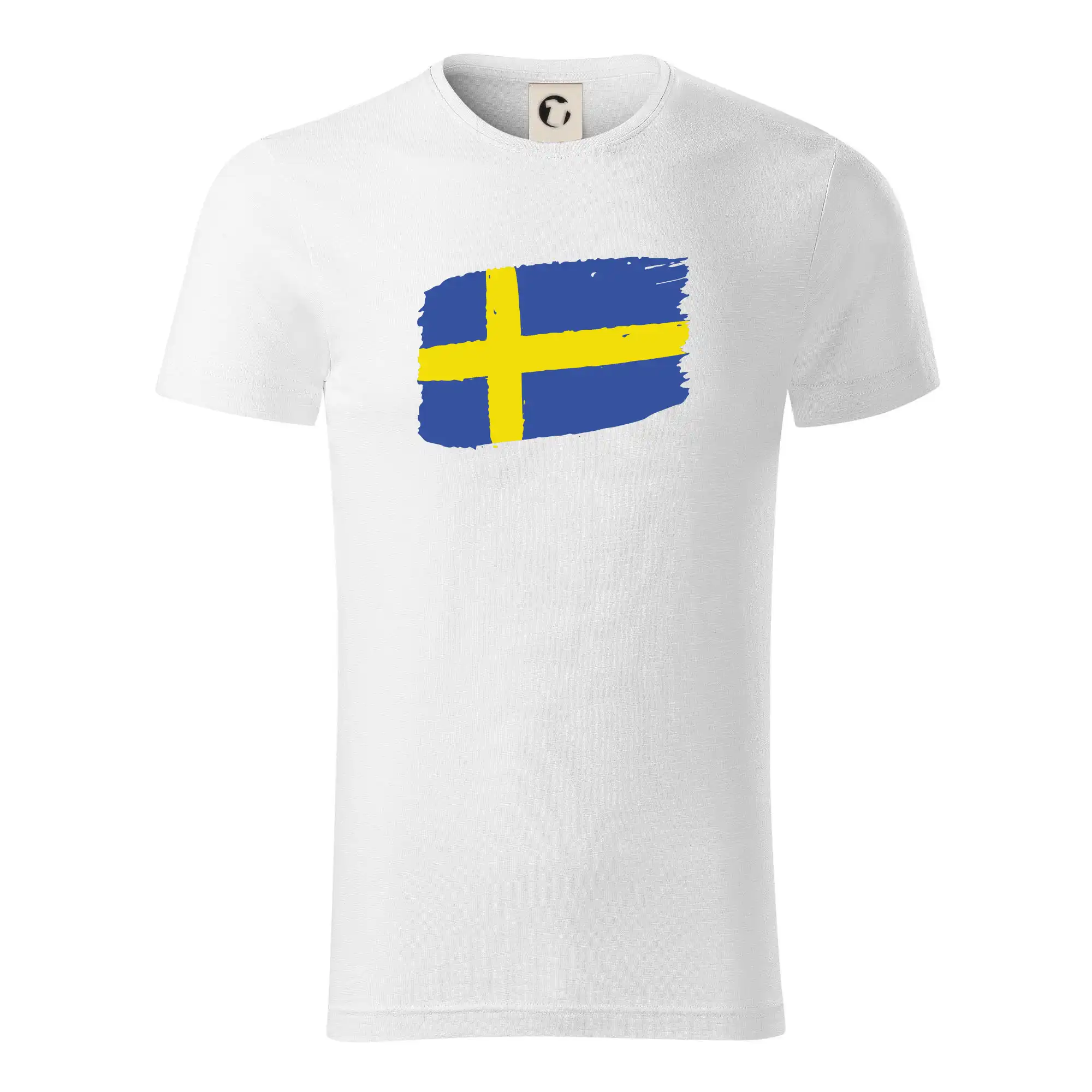Motívy štátnych vlajok - Švédsko vlajka štetkou - Tričko z organickej bavlny