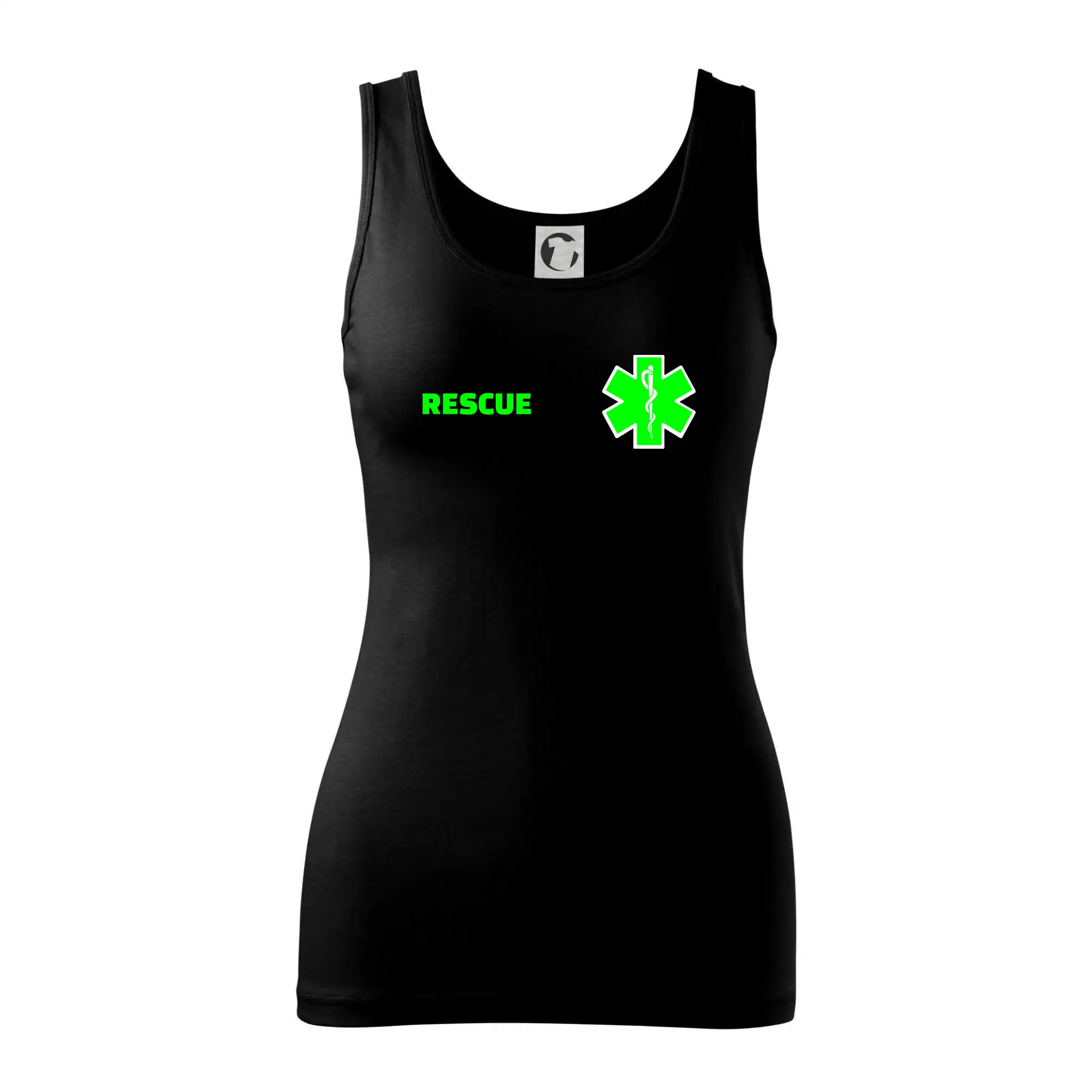 Tričká a mikiny pre záchranárov a lekárov - Kvalitné oblečenie pre zdravotníkov - Rescue - Fluo zelené - Dámske tielko