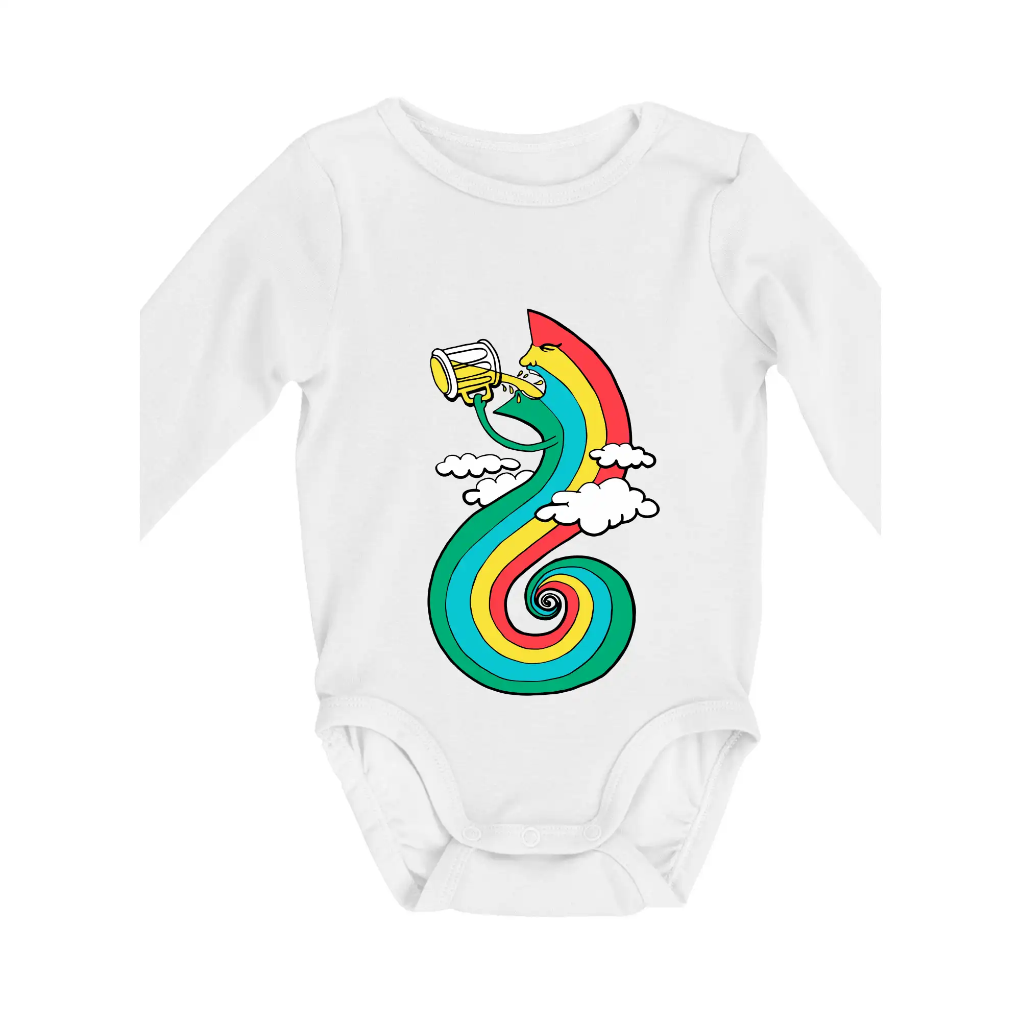 Vtipná tričká s motívmi pitie - ostatné - Pijem ako dúha (Pecka design) - Body dojčenské s dlhým rukávom