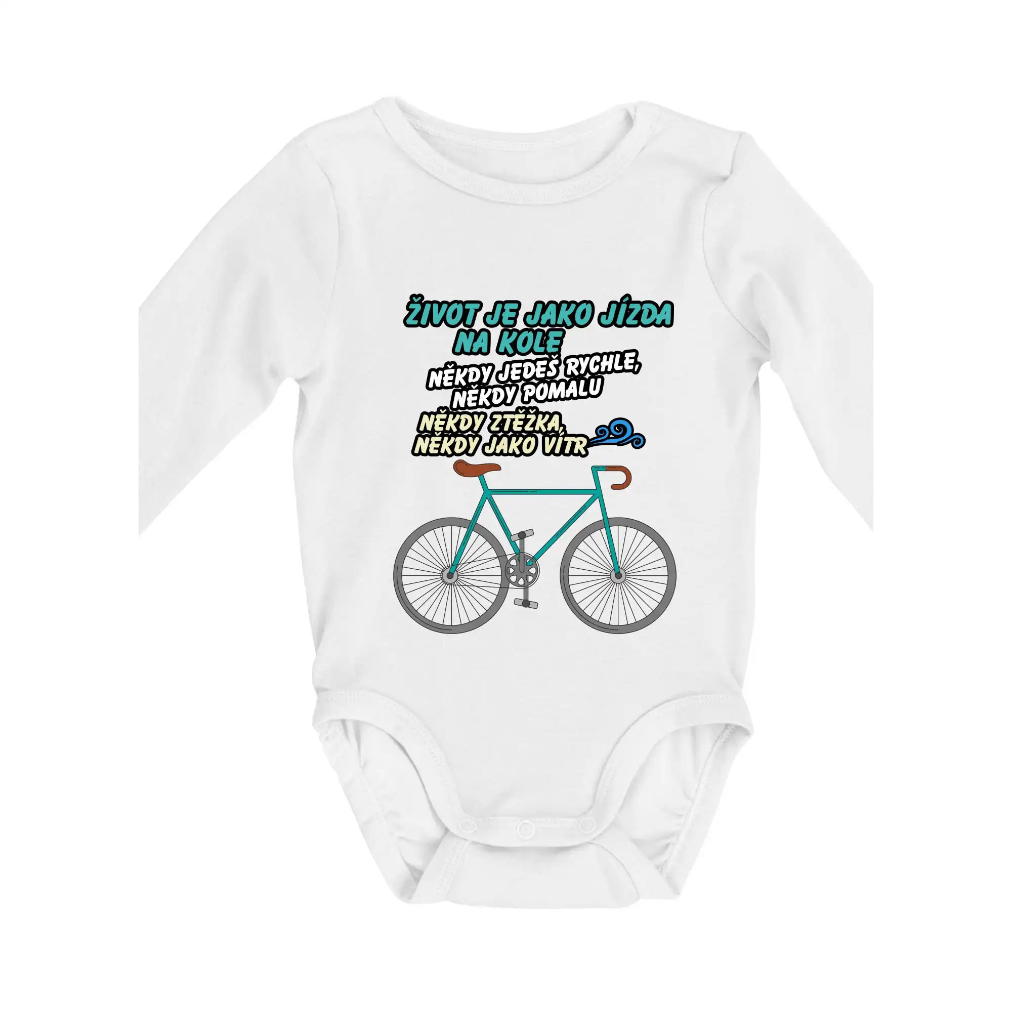 Tričko ako darček pre cyklistu - Život je jako jízda na kole - Body dojčenské s dlhým rukávom