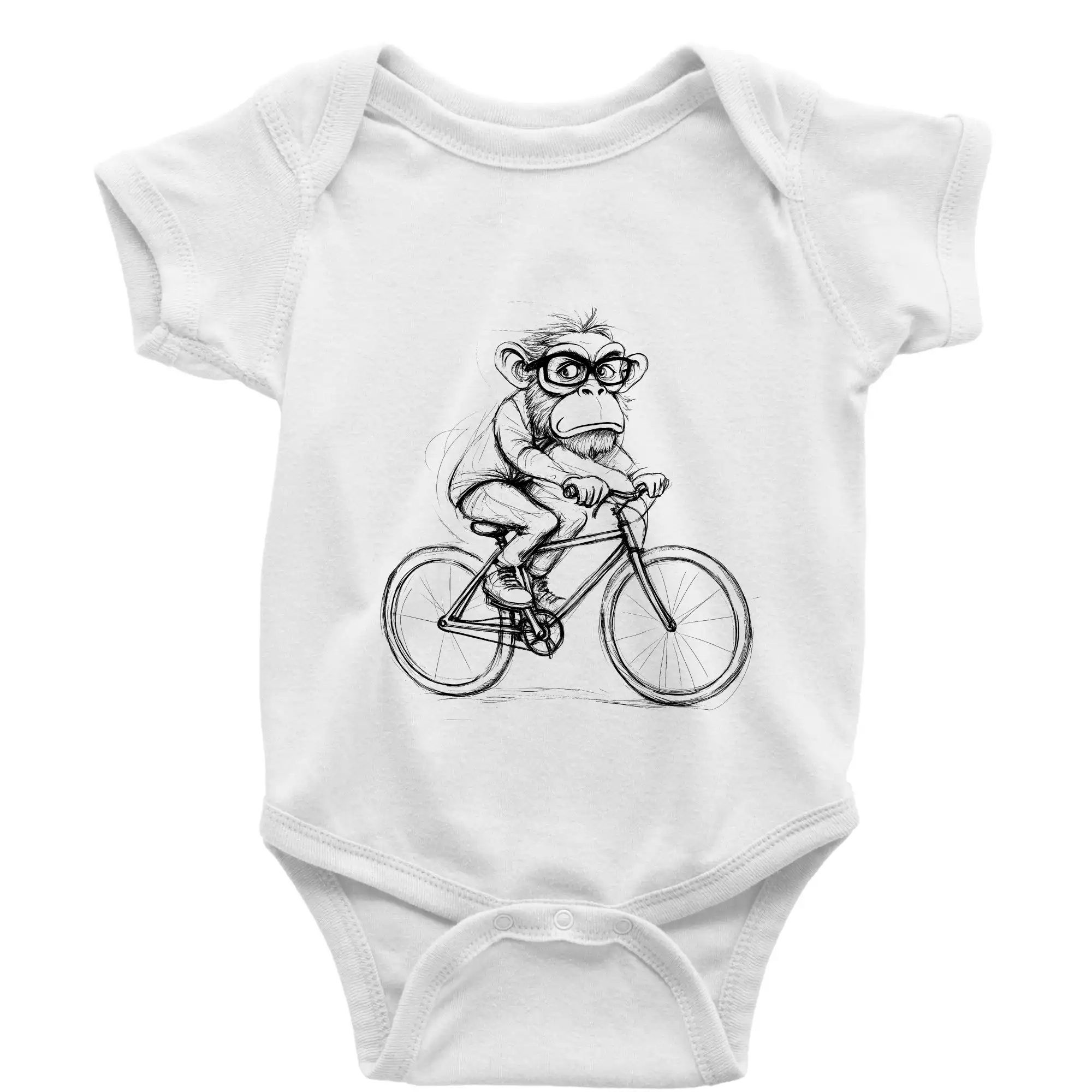 Tričko ako darček pre cyklistu - Opice s okuliarmi na bicykli - Body dojčenské s krátkym rukávom