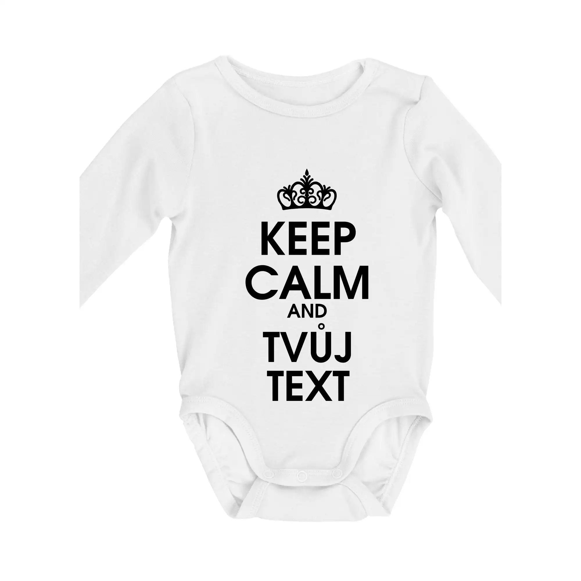 Tričká na párty - Keep calm - váš text - Body dojčenské s dlhým rukávom