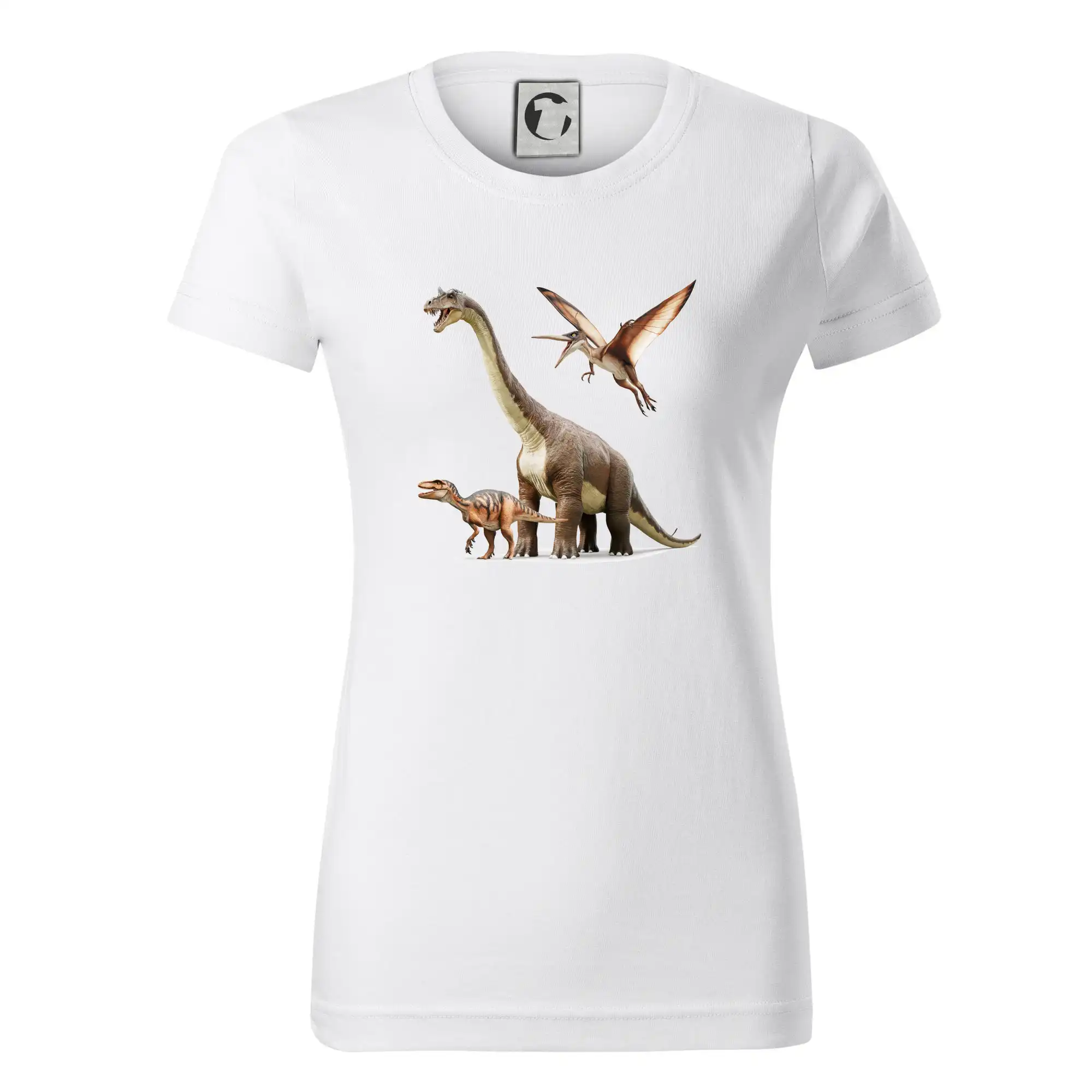 Tričká so zvieratami - Fotka s dinosaurami - Dámske tričko basic - ľahko voľnejšie a dlhšie