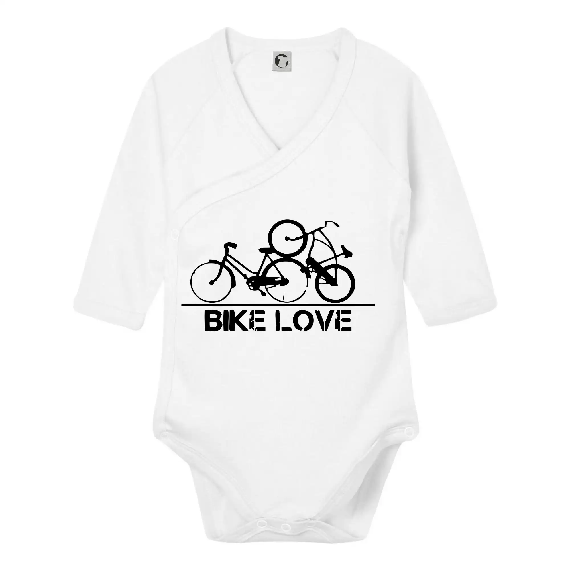 Tričko ako darček pre cyklistu - Bike love - Body zavinovacie s dlhým rukávom