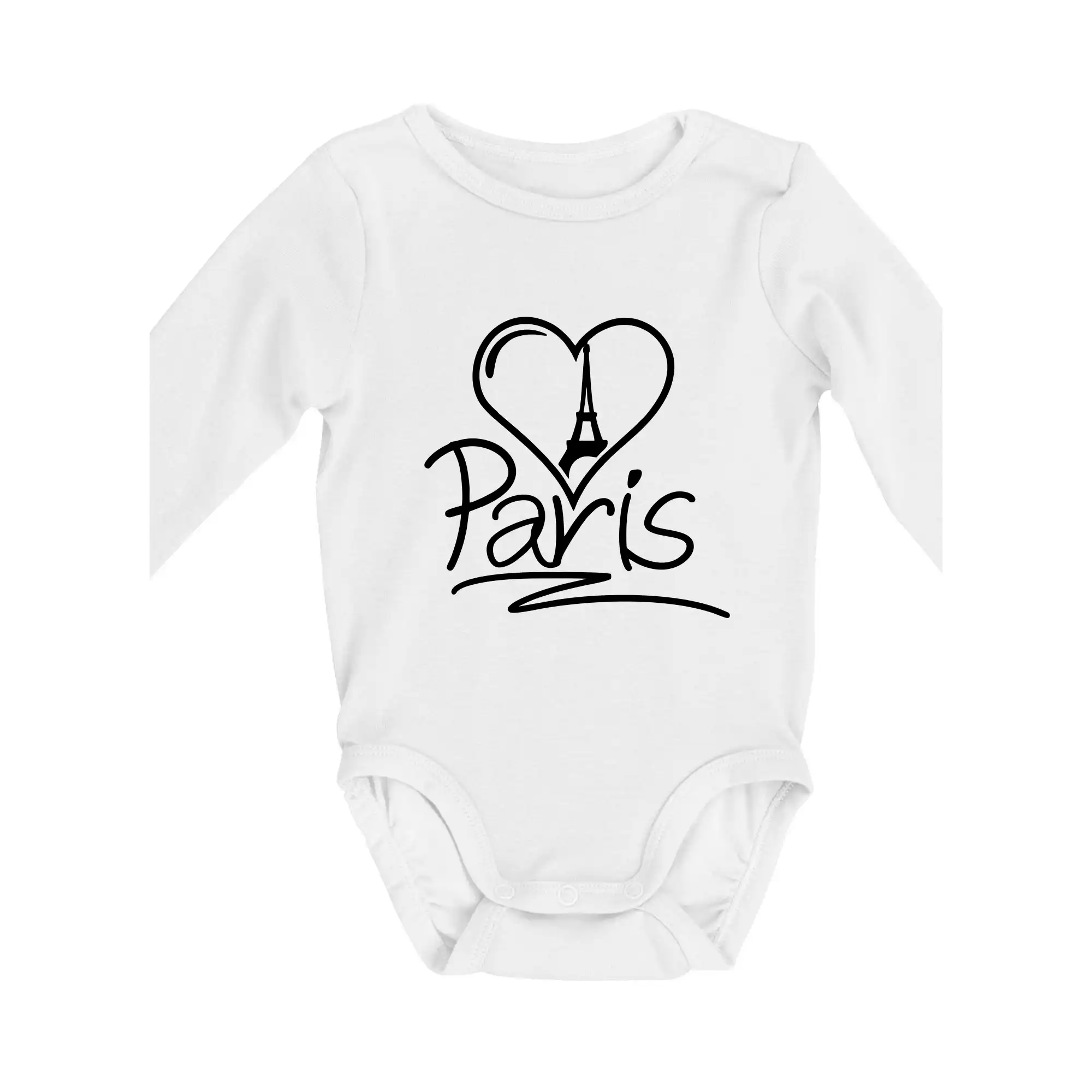 Tričká Francúzsko - Srdce Paris - Body dojčenské s dlhým rukávom