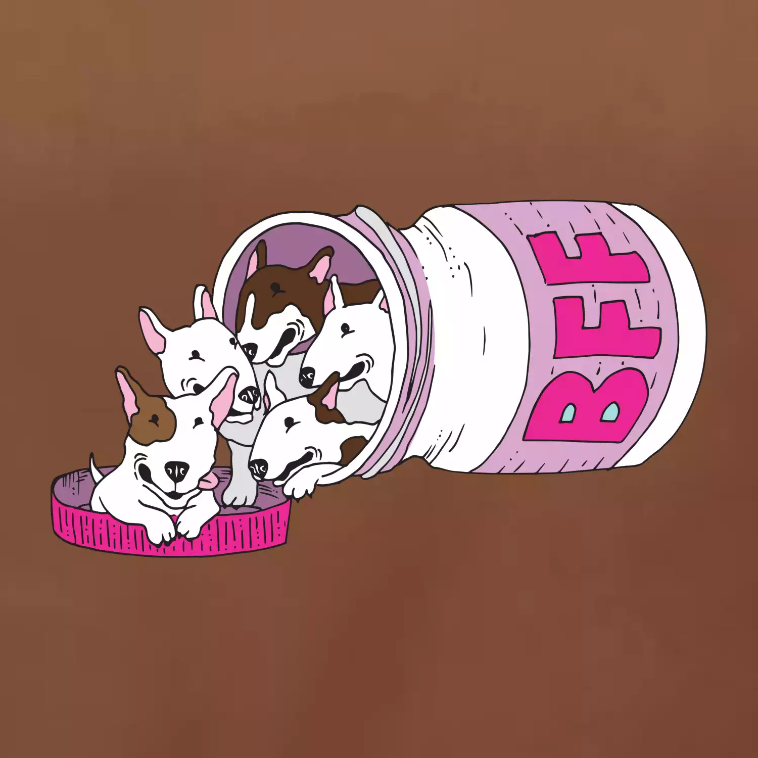 Bullterrier Friends Forever růžové (Pecka design)