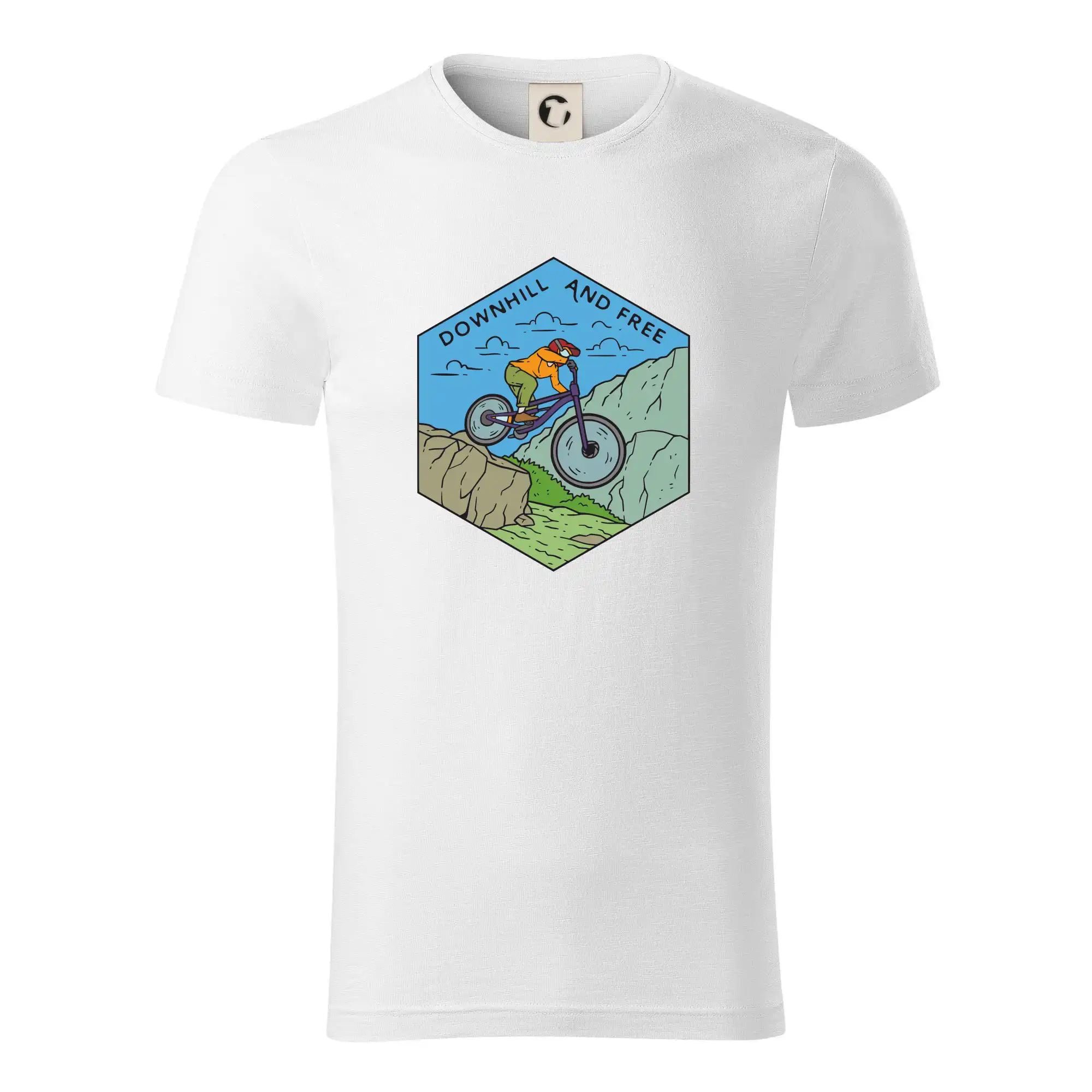 Tričko ako darček pre cyklistu - Downhill and free (holka / kluk) - Tričko z organickej bavlny
