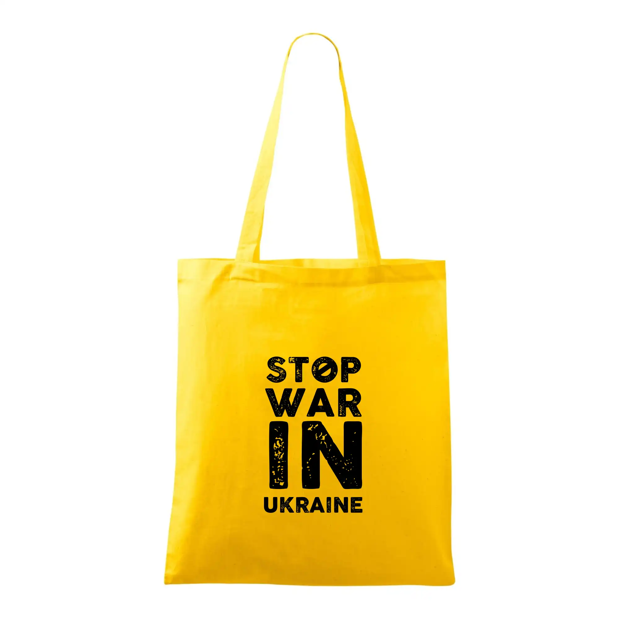 Tričká s vlajkou ukrajiny - Čierny nápis Stop war in Ukraine - Taška bavlnená