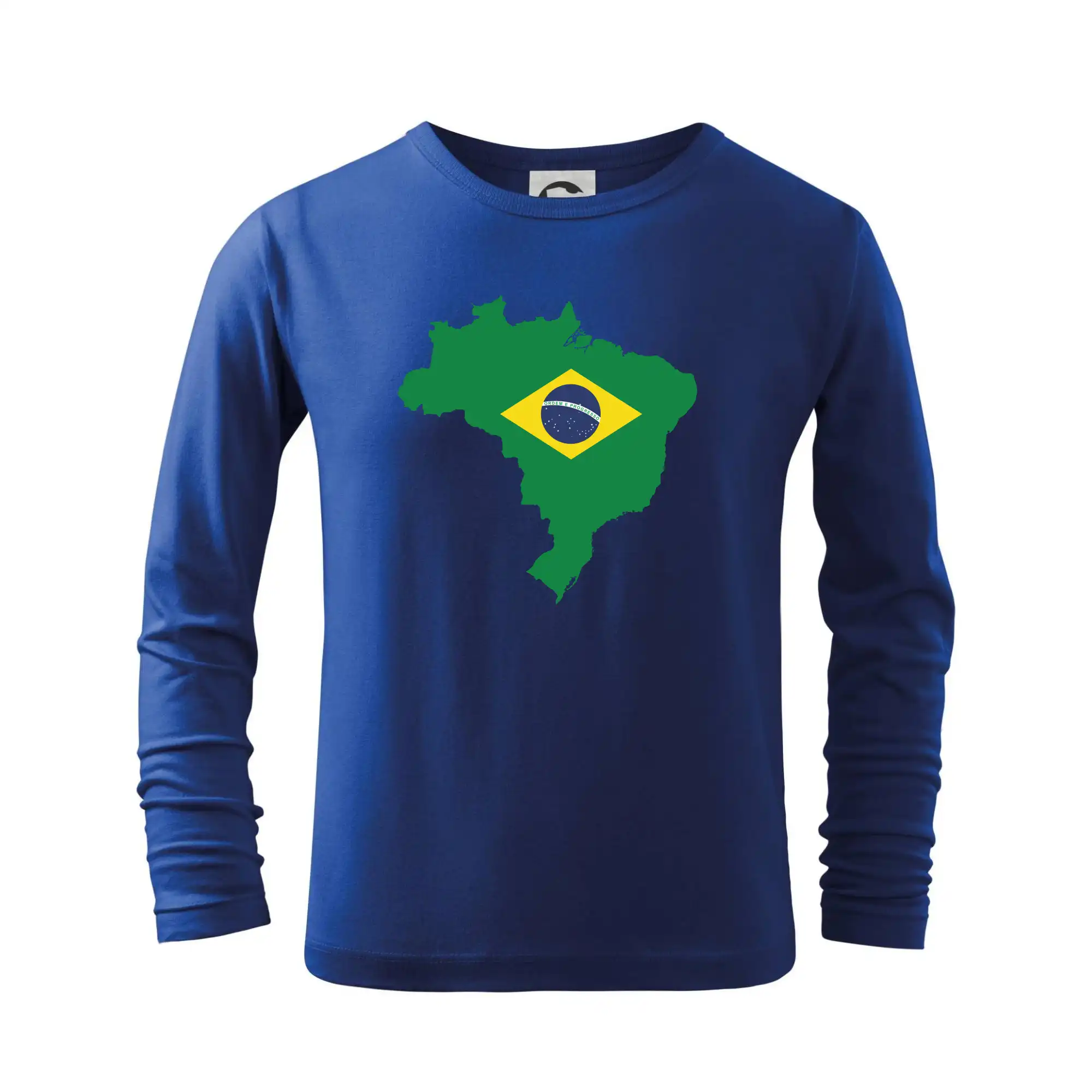 Motívy štátnych vlajok - Brazília vlajka v mape - Tričko detské Long Sleeve