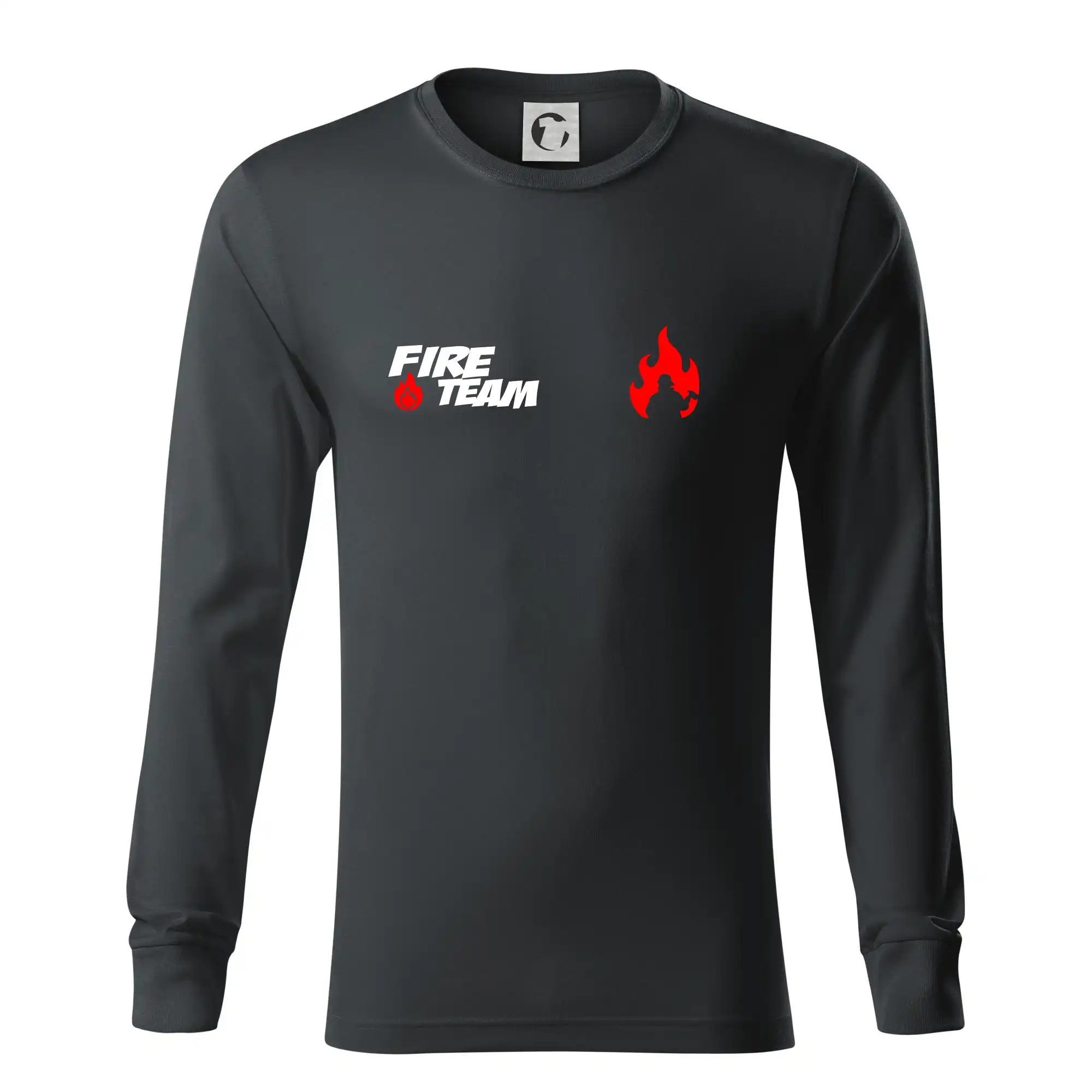 Originálne tričká pre hasičov - Fire Team plamen - Tričko s dlhým rukávom LS R05