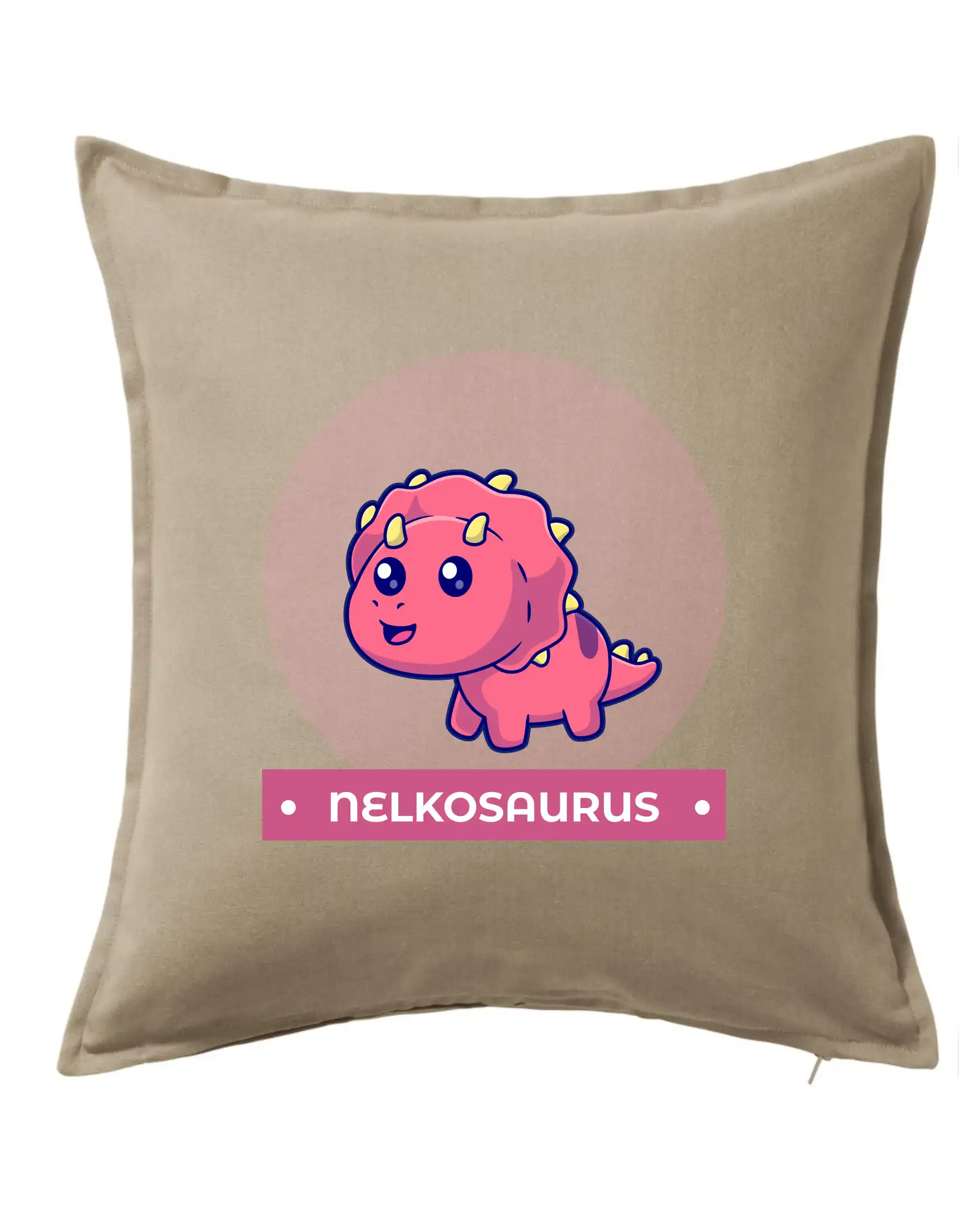 Detské tričká, mikiny a body s originálnymi potlačami | Veselé motívy pre chlapcov aj dievčatá - Dinosaurie mená - růžový dinosaurus - Vankúš 50x50