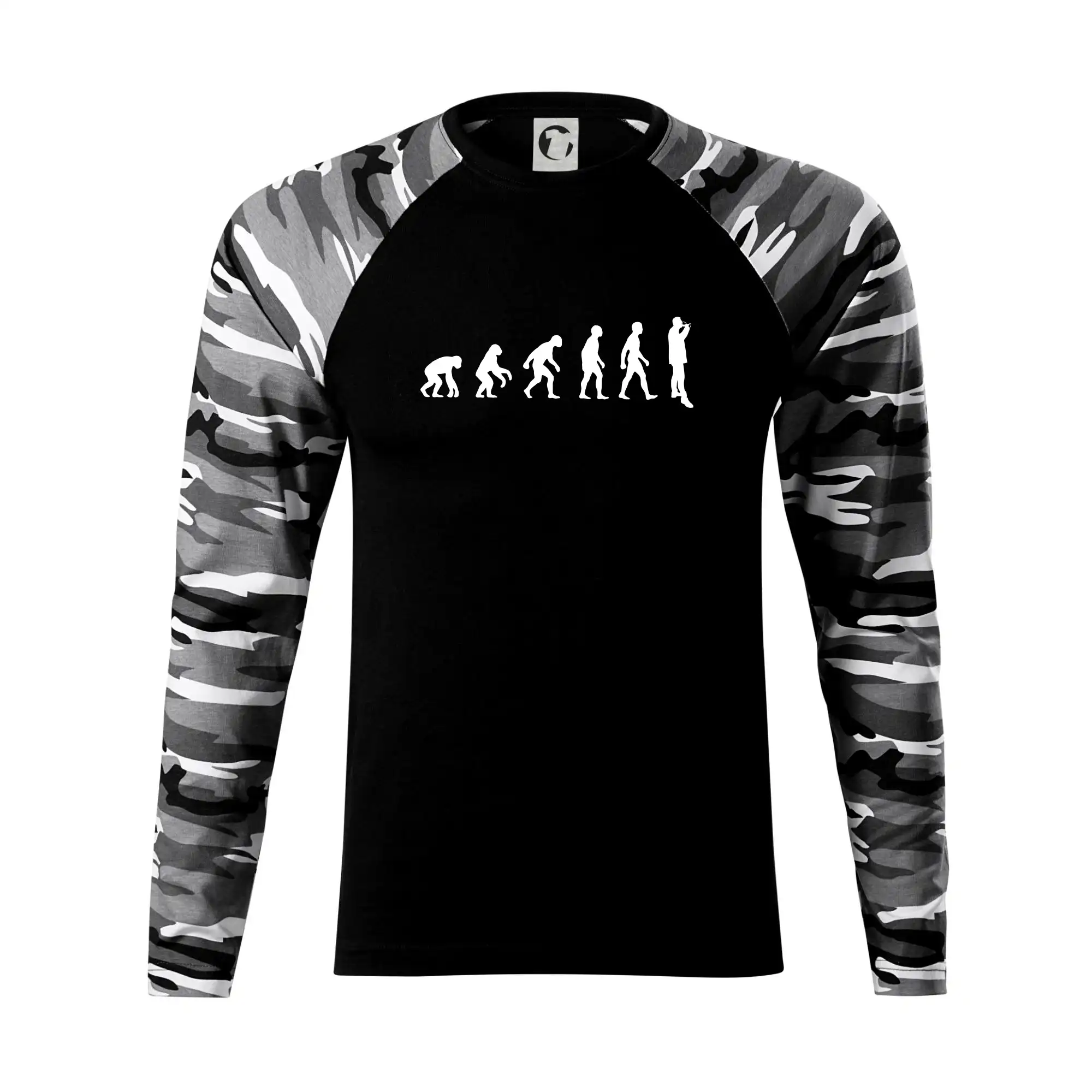 Vtipná tričká s tematikou vína - Evoluce vína muž - Camouflage LS
