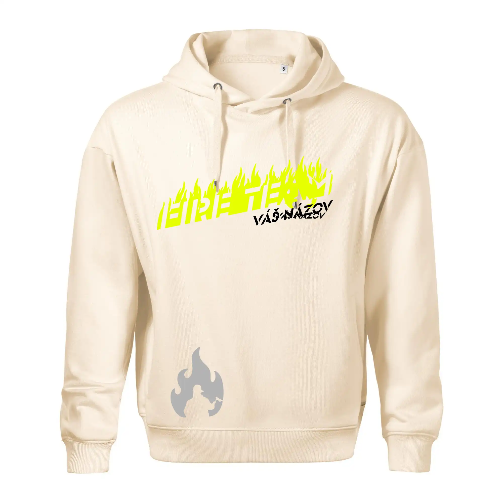 Originálne tričká pre hasičov - Fireteam - oheň - Váš názov - Oversized mikina pánska Moon - kratšia + širšia