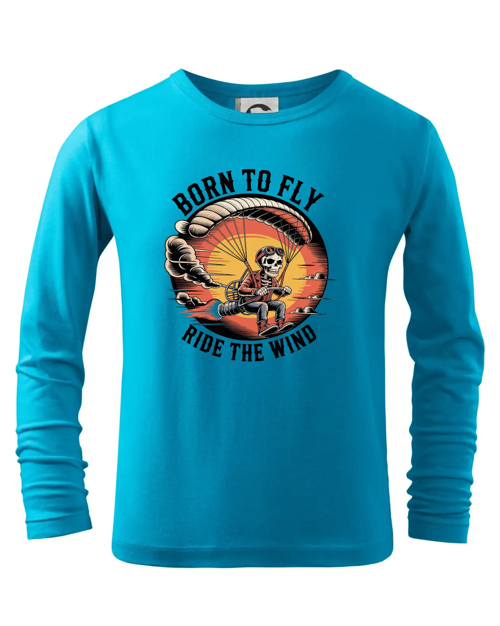 Tričká s motívom paraglidingu - Paraglide BORN TO FLY RIDE THE WIN - Tričko detské Long Sleeve
