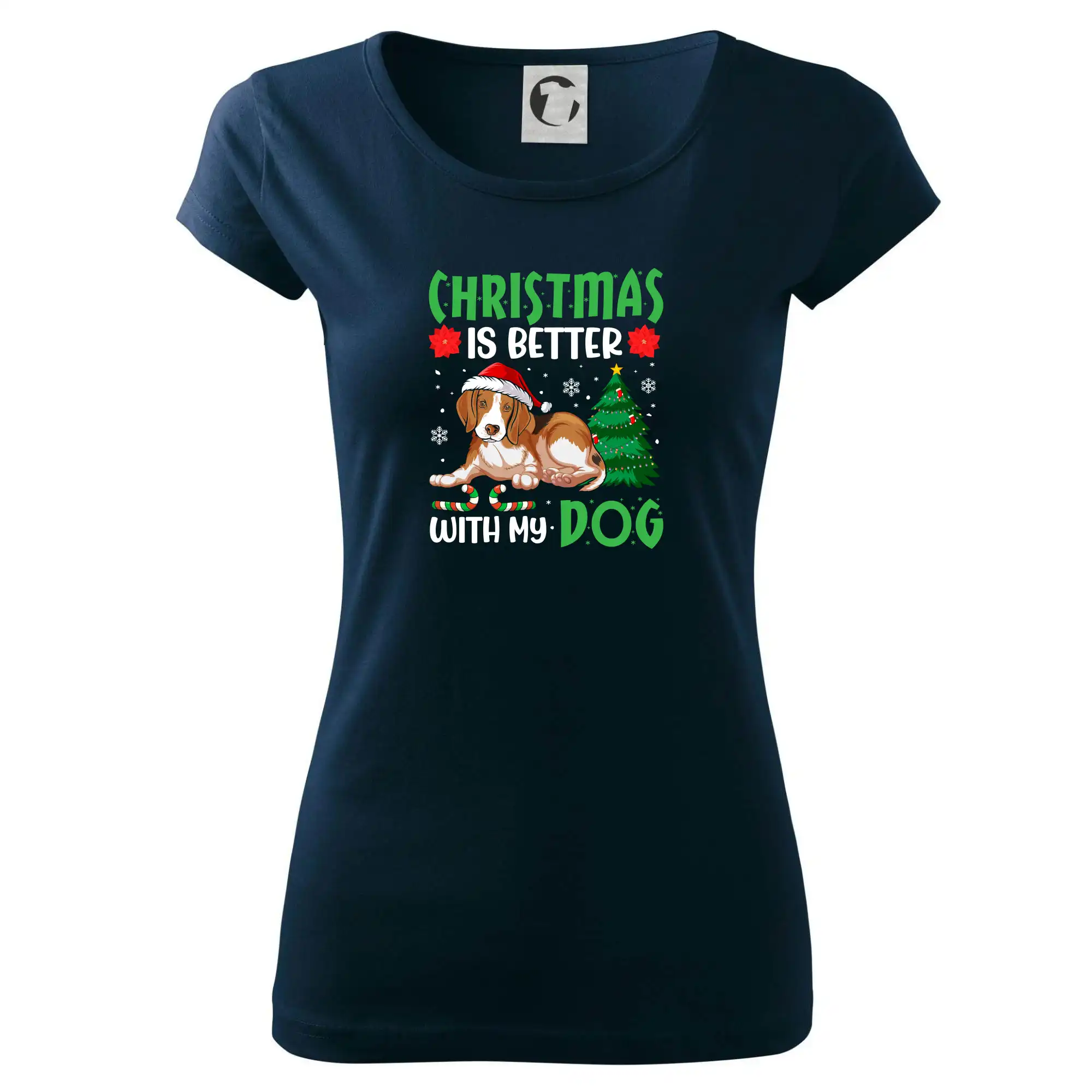Vianočné tričká - Christmas is better with my dog - Dámske tričko Pure