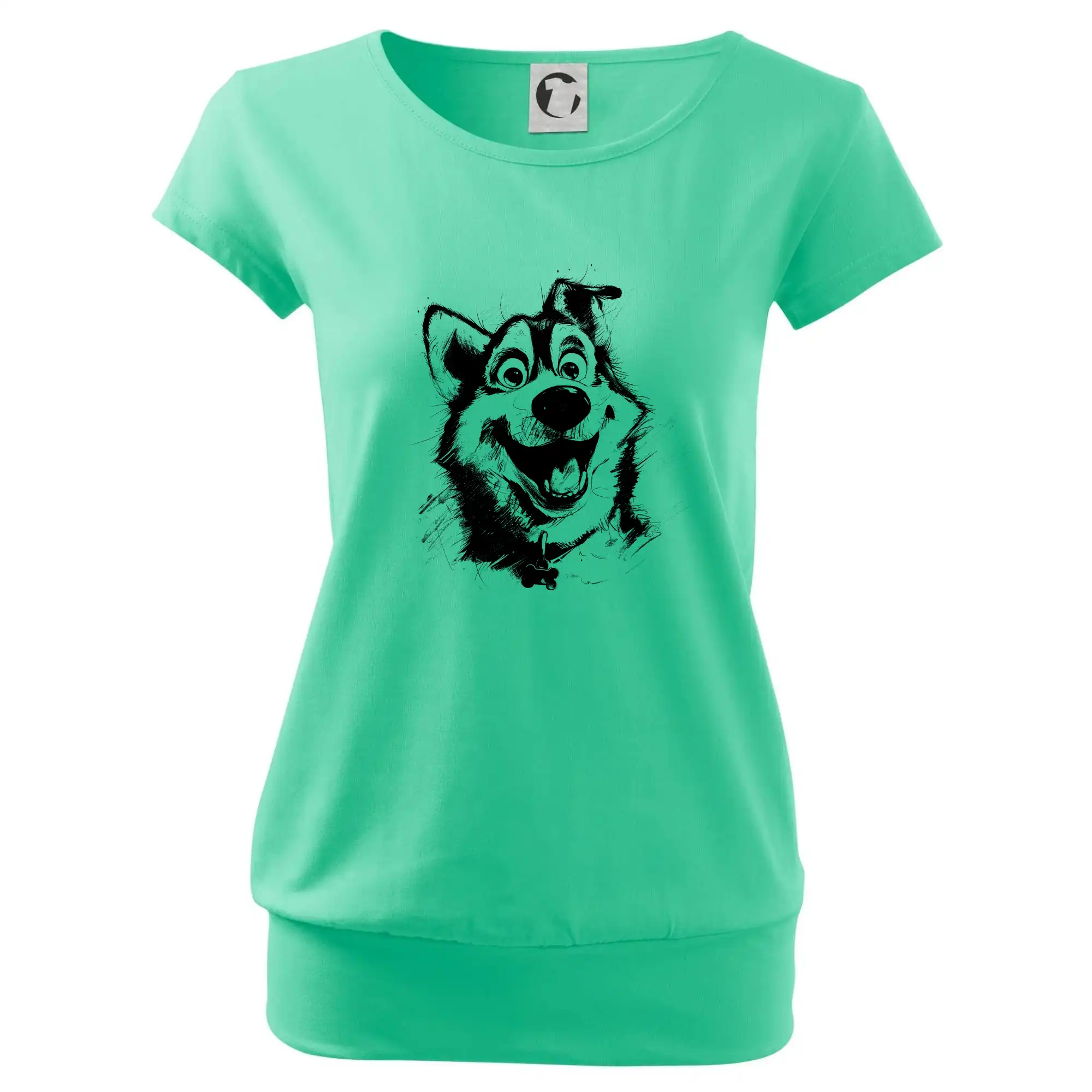 Černobílá karikatura husky